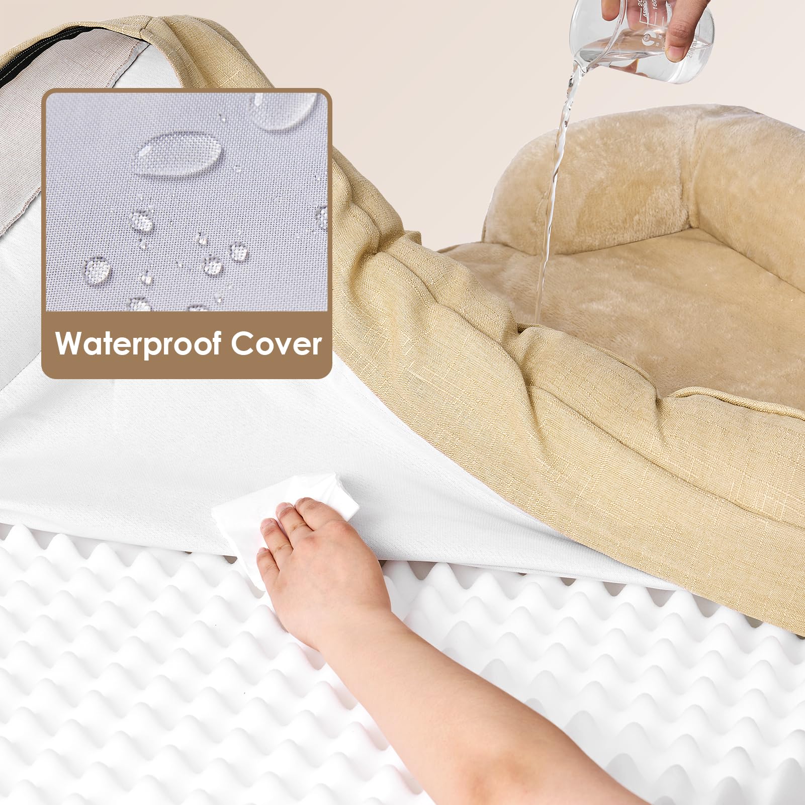 Eheyciga Orthopedic Dog Beds For Large Dogs, Waterproof Memory Foam Large Pet Bed With Sides, Non-Slip Bottom And Egg-Crate Foam