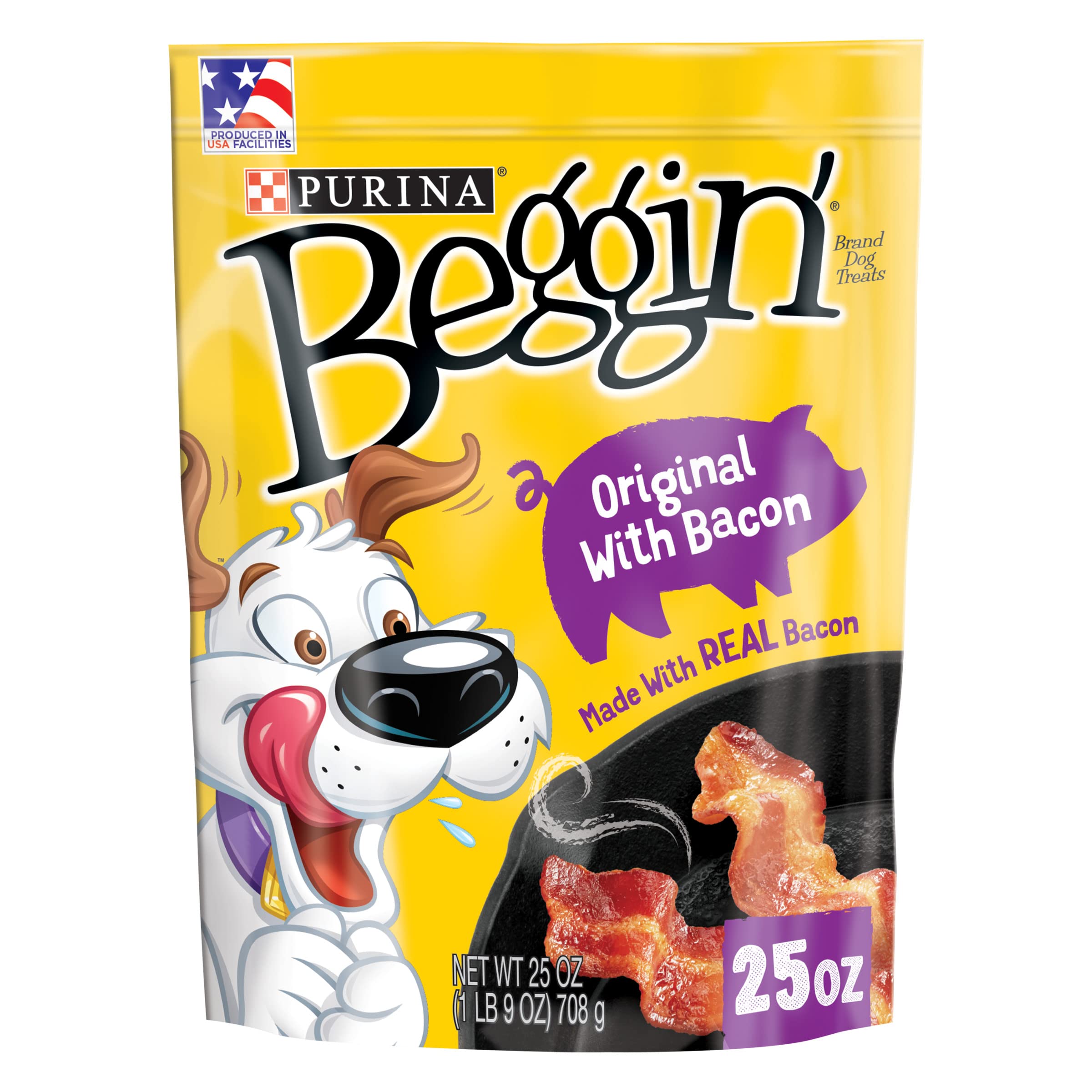 Purina Beggin Strips Dog Treats, Original With Bacon Flavor - (4) 25 oz. Pouches