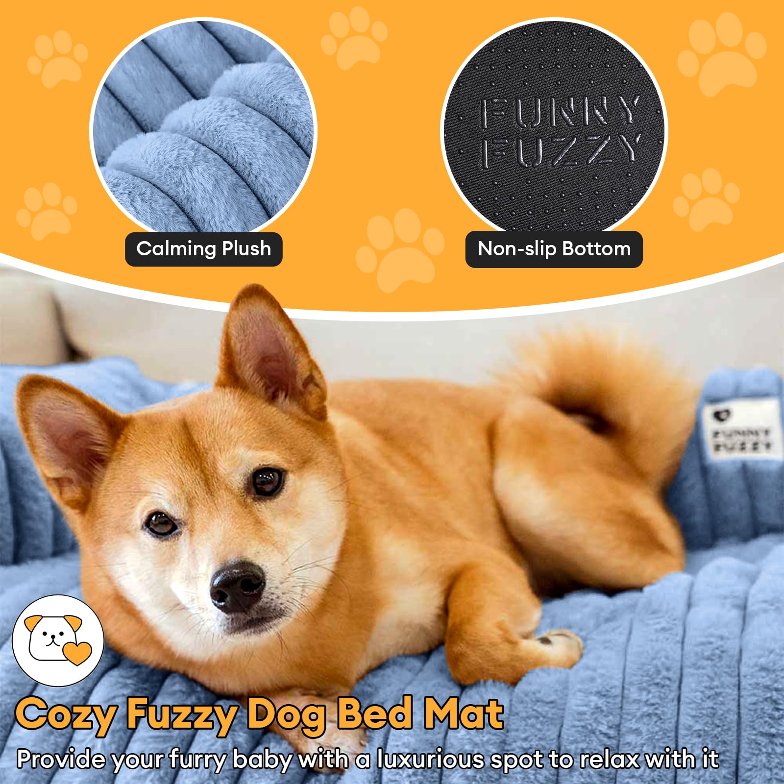 Funny Fuzzy Pet Couch Cover For Sofa, Calming Dog Bed For Couch, Fluffy Plush Dog Couch Mat For Furniture Protector For Medium D