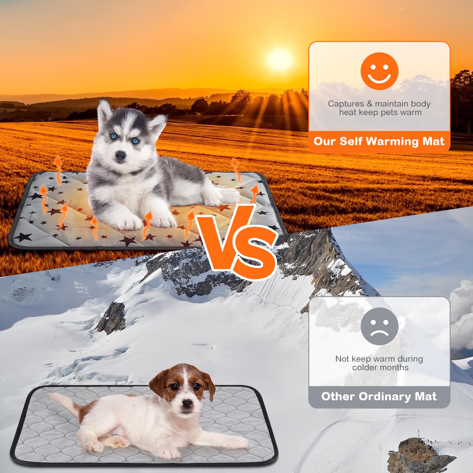 Namalu 4 Pack Self Warming Cat Bed Self Heating Cat Mat Star Pattern Soft Dog Crate Pad Thermal Pet Mat Anti Slip Kennel Washabl