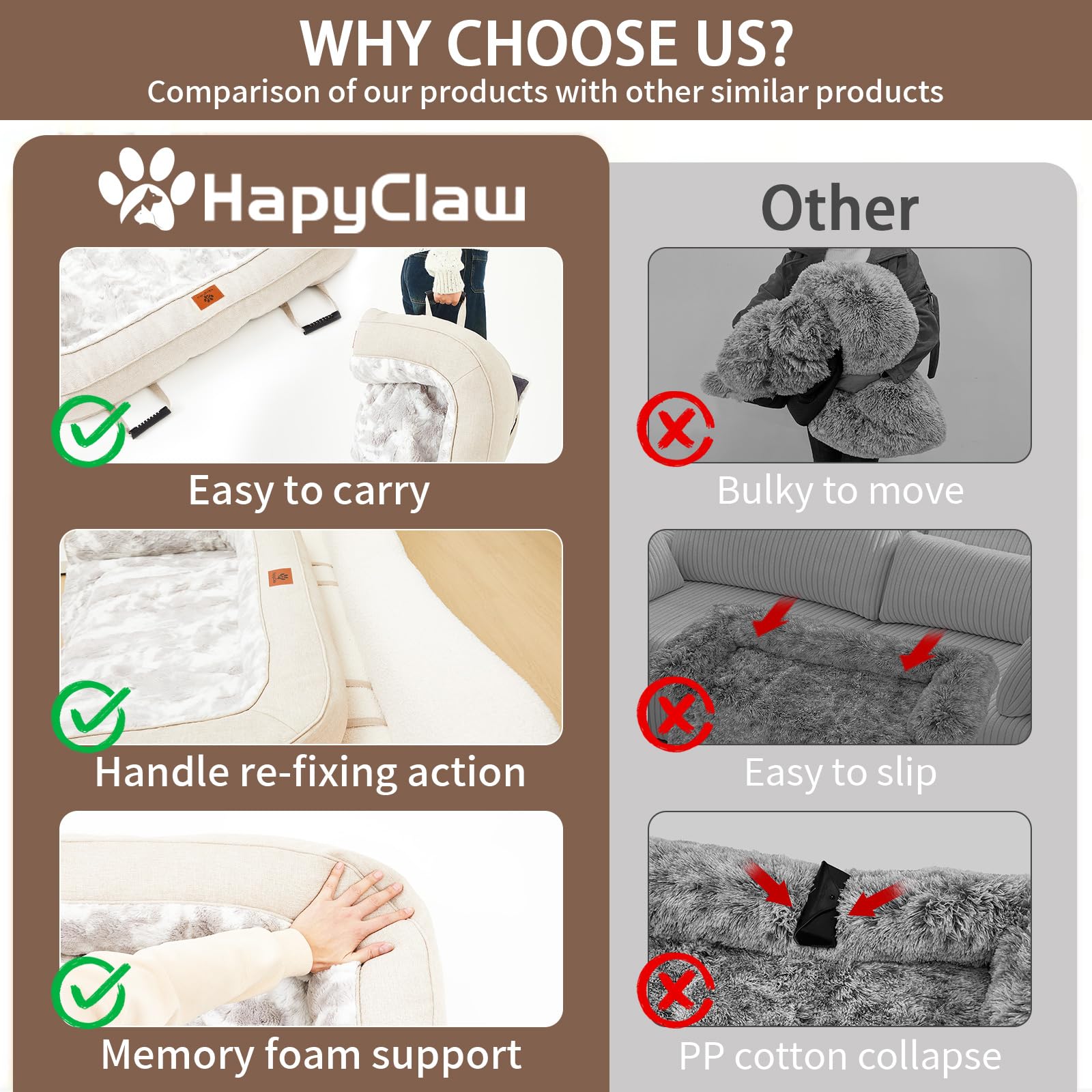 Hapyclaw Calming Dog Couch Bed Mat, 45X37 Inch Waterproof Fluffy Sofa Cover, Furniture Protector With Handle, Removable And Wash