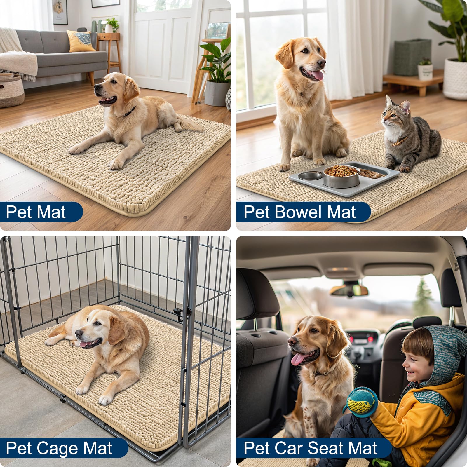 Smiry Dog Bed Mat 48X30, Ultra Soft Non-Slip Washable Quick Dry Chenille Dog Sleeping Mattress For Large Jumbo Medium Small Dogs