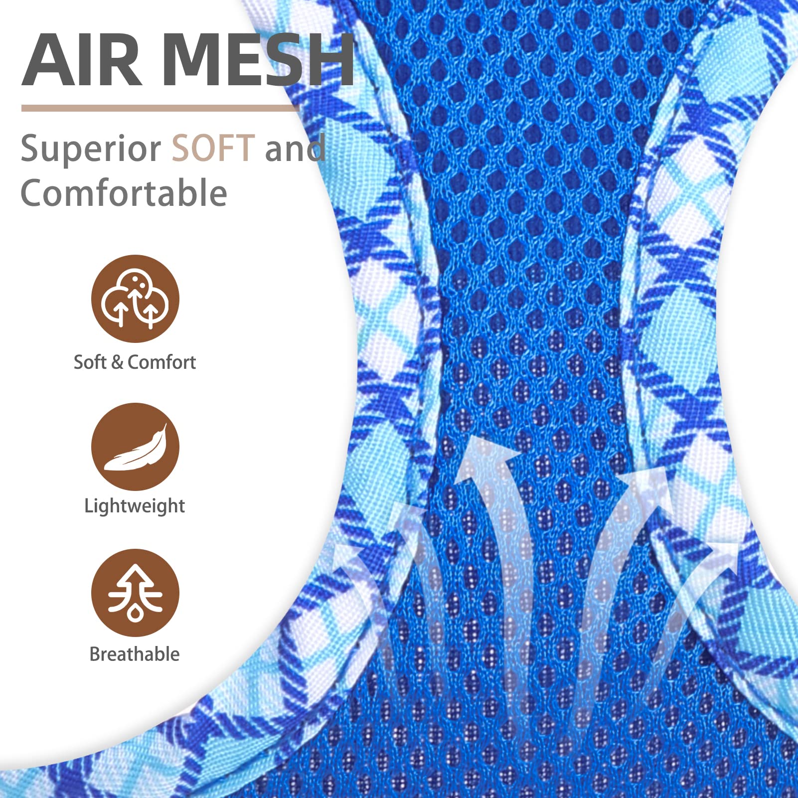 Pupteck Dog Harness And Leash Set For Small Medium Dogs No Pull Step-In Soft Mesh Puppy Cat Vest Harnesses Reflective At Night, Blue S