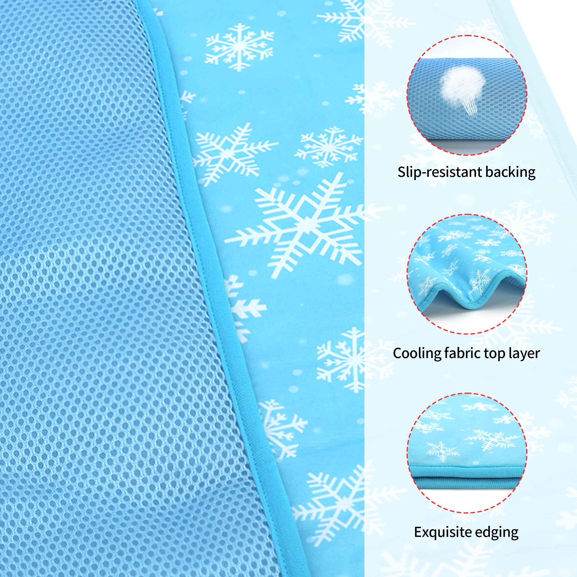 Delifur Dog Cooling Mat - Pet Cooling Mat Outdoor For Dogs Self Cooling Pad For Puppy Small Medium Dog Machine Washable (Large,