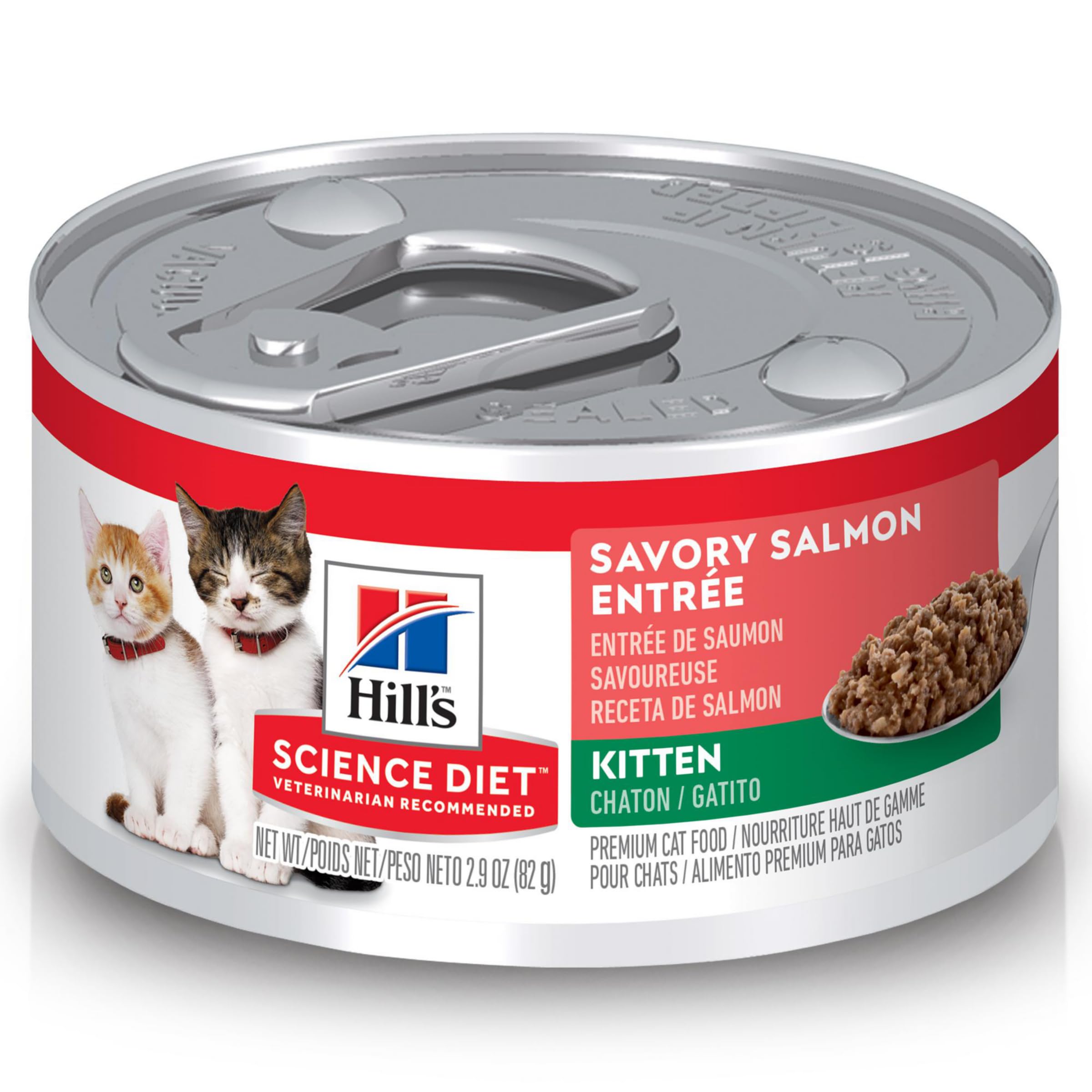 Hills Science Diet Kitten, Kitten Premium Nutrition, Wet Cat Food, Salmon Minced, 2.9 oz Can, Case of 24