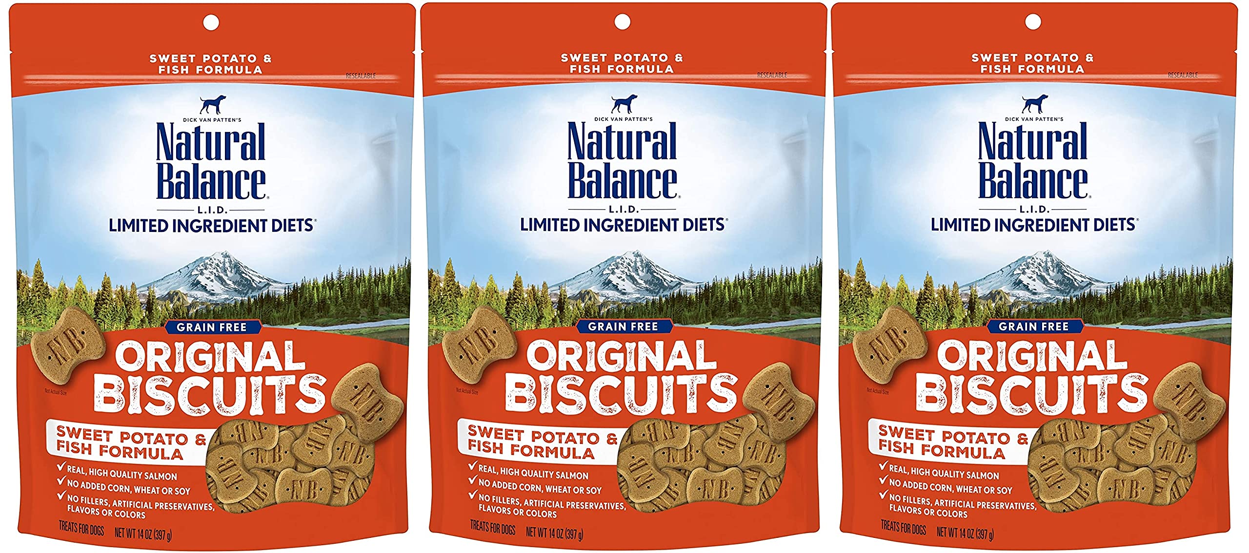Natural Balance L.I.T. Sweet Potato and Fish Formula Dog Treats for Dogs - 3-Pack, 14oz