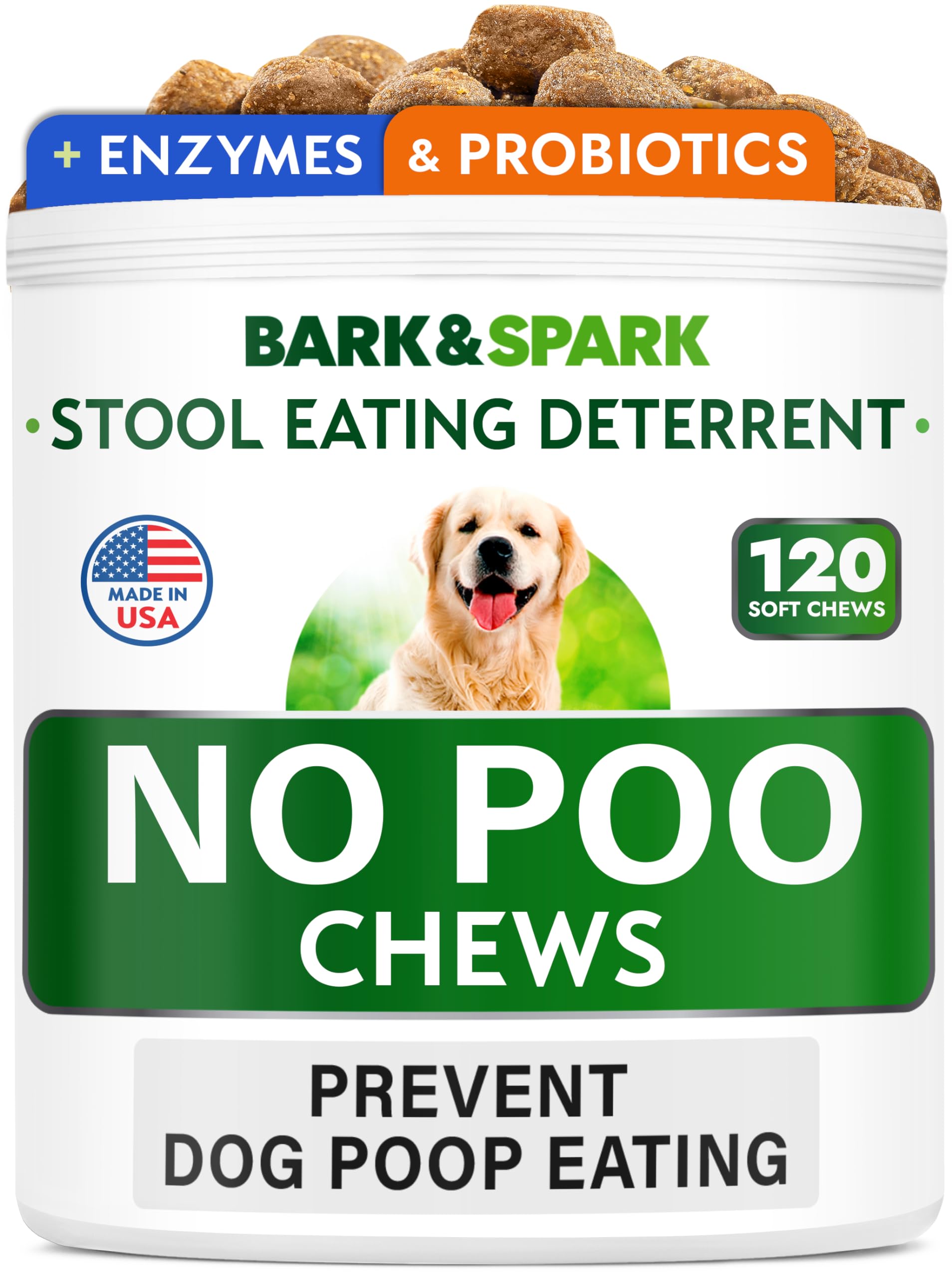 NO Poo Treats - Prevent Dog Poop Eating - Coprophagia Treatment - Stool Eating Deterrent - Probiotics & Enzymes - Digestive Heal