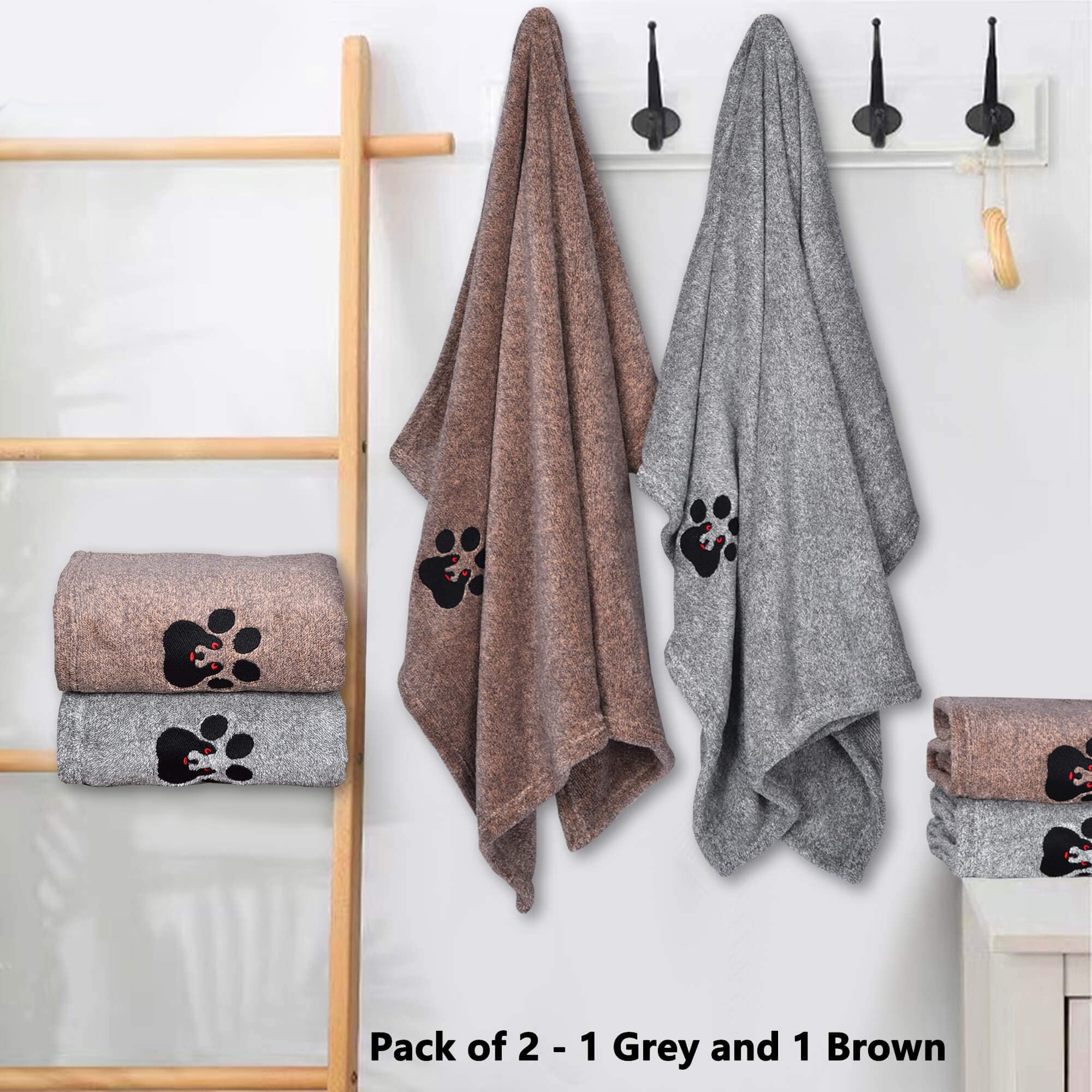Dogvingpk Dog Towels For Drying Dogs - Pack Of 2 - Super Absorbent Soft Microfiber Pet Bath Grooming Towel For Dogs And Cats & M