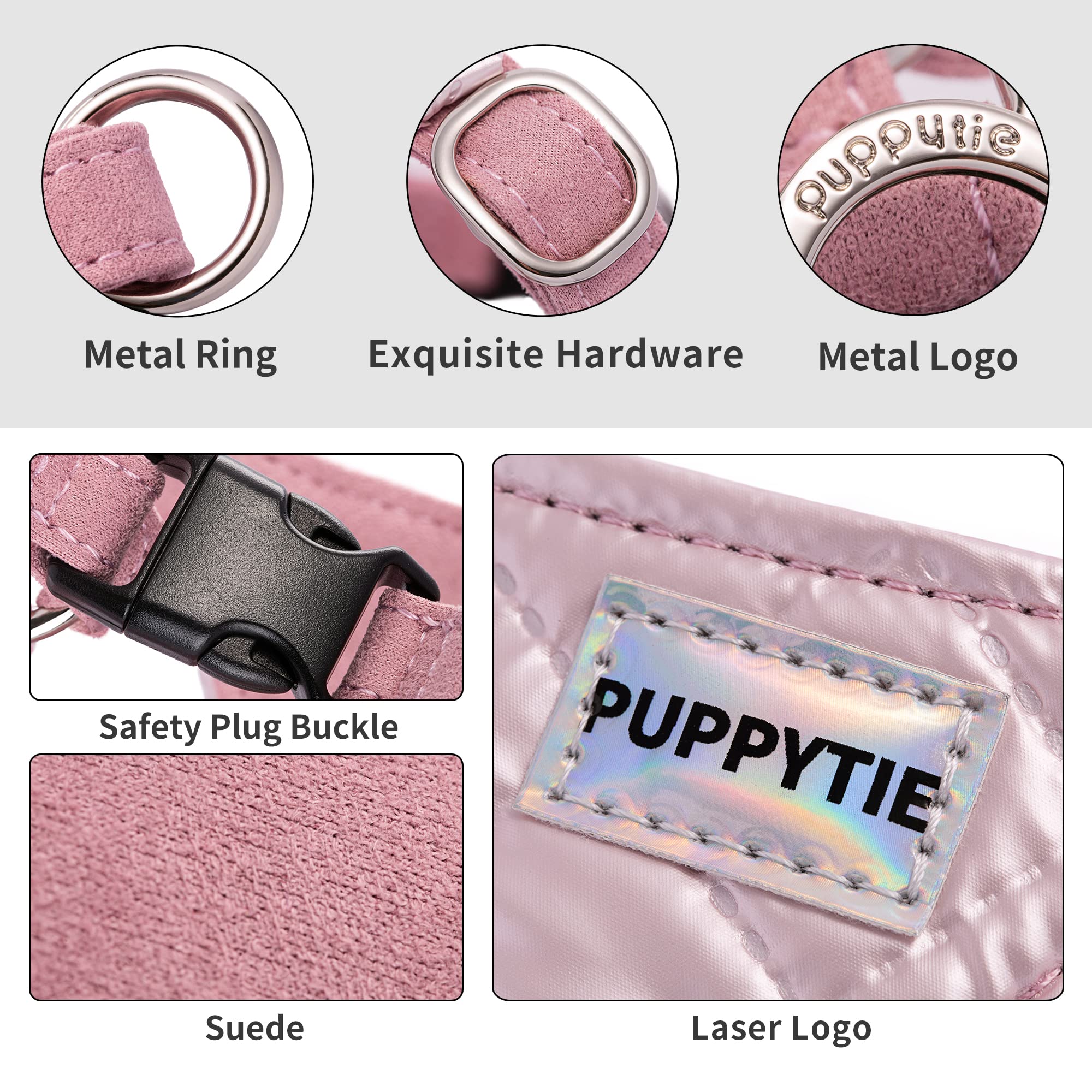 Puppytie No Pull Xs Dog Harness With Multifunction Dog Leash,Soft Adjustable No Choke Escape Proof Pet Harness Vest,Glossy Grey,