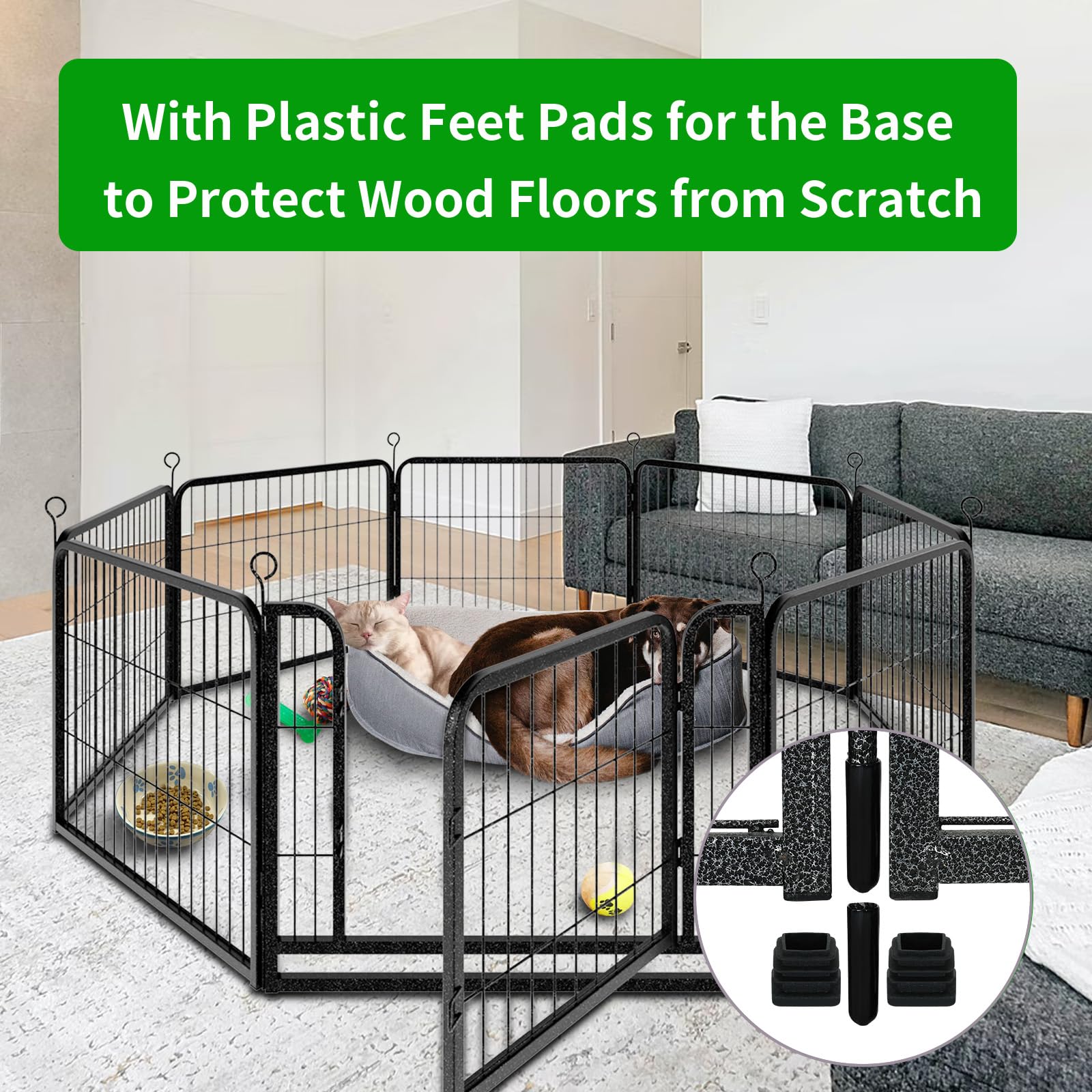 Kfvigoho Dog Playpen Outdoor Extra Wide 16 Piece Panels Heavy Duty Dog Fence 24 Height Anti-Rust with Doors Portable for RV Camp