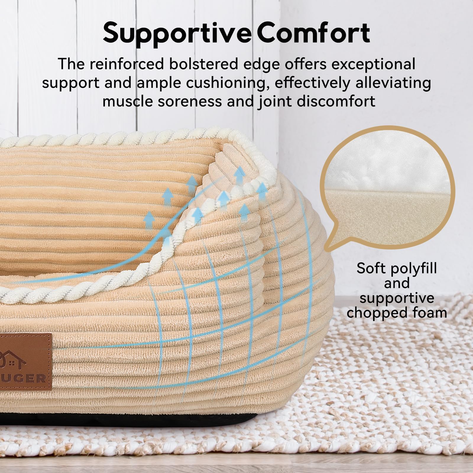 Zerbuger Rectangle Cat Dog Bed For Large Medium Small Pets Indoor Outdoor Machine Washable Sleeping Sofa Non-Slip Bottom Soft Pu