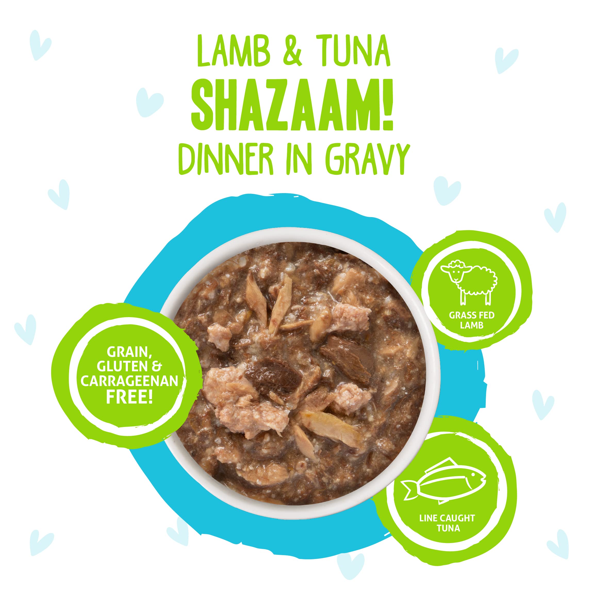 Weruva B.F.F. OMG - Best Feline Friend Oh My Gravy!, Shazaam! with Lamb & Tuna in Gravy Cat Food, 2.8oz Pouch (Pack of 12)