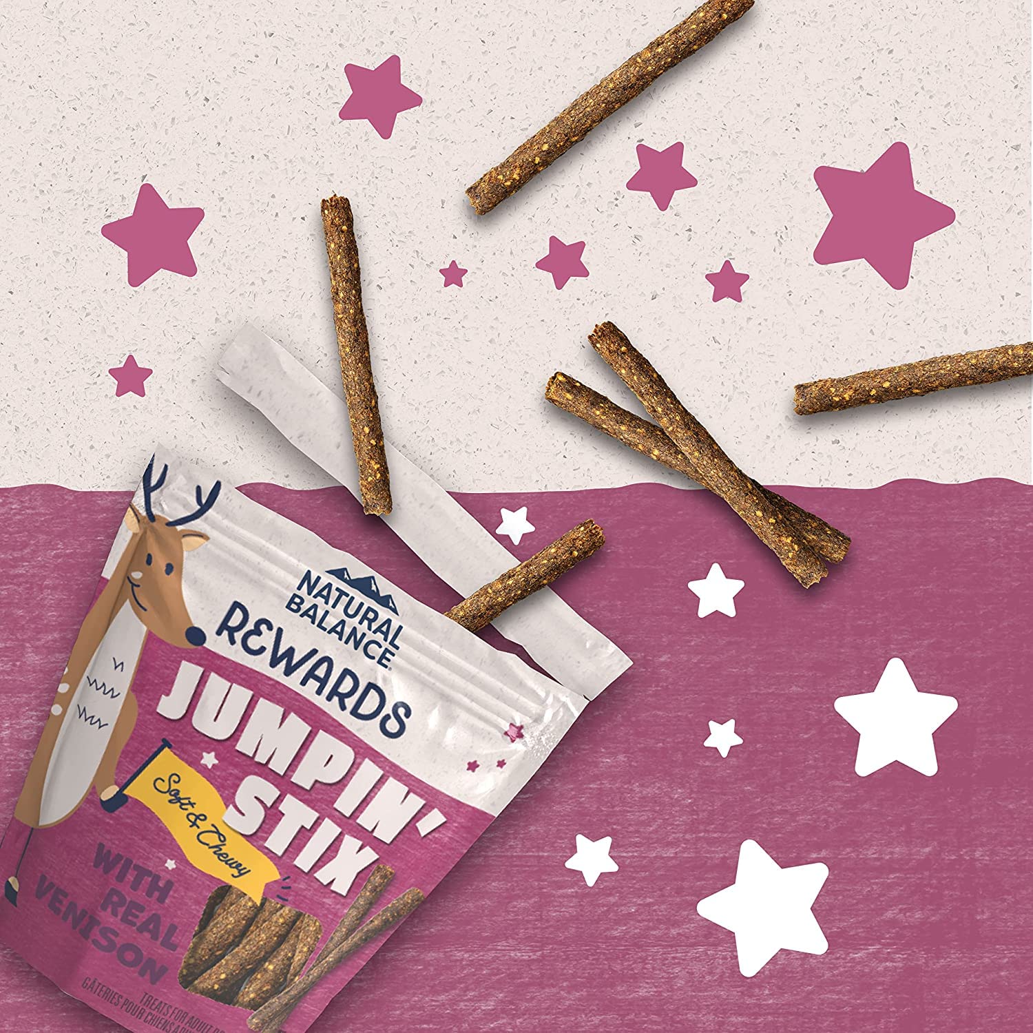Natural Balance Limited Ingredient Rewards Jumpin Stix, Grain-Free Dog Treats for Adult Dogs of All Breeds, Venison Recipe, 4 O