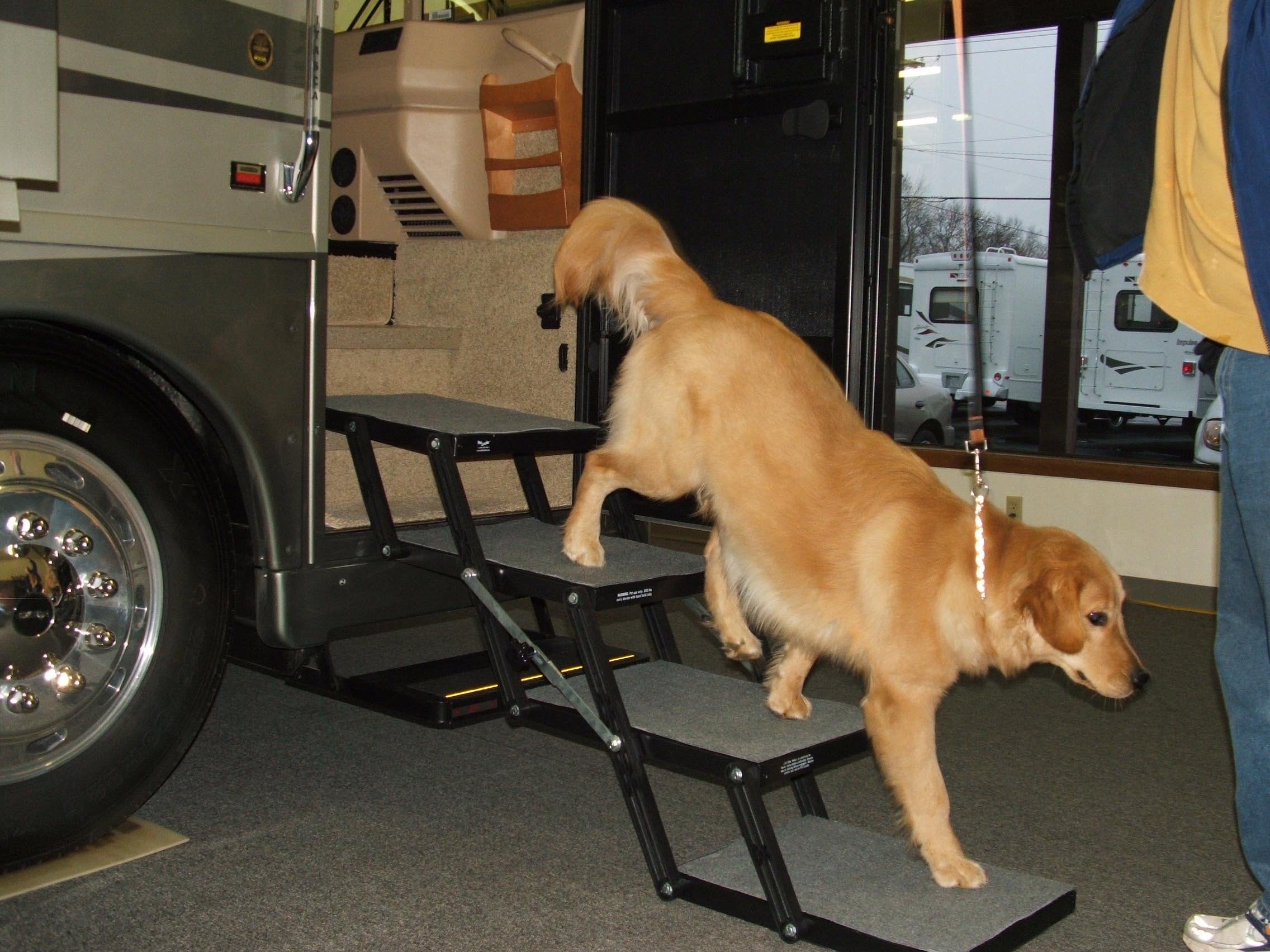 Pet Loader Ultra Light 4-Step Platform with Wheels, Black, Aluminum