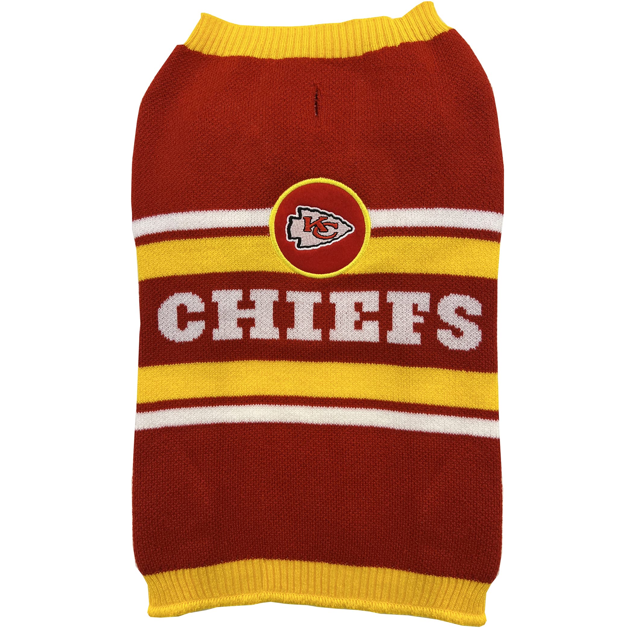 NFL Kansas City Chiefs Dog Sweater, Size Large. Warm and Cozy Knit Pet Sweater with NFL Team Logo, Best Puppy Sweater for Large 