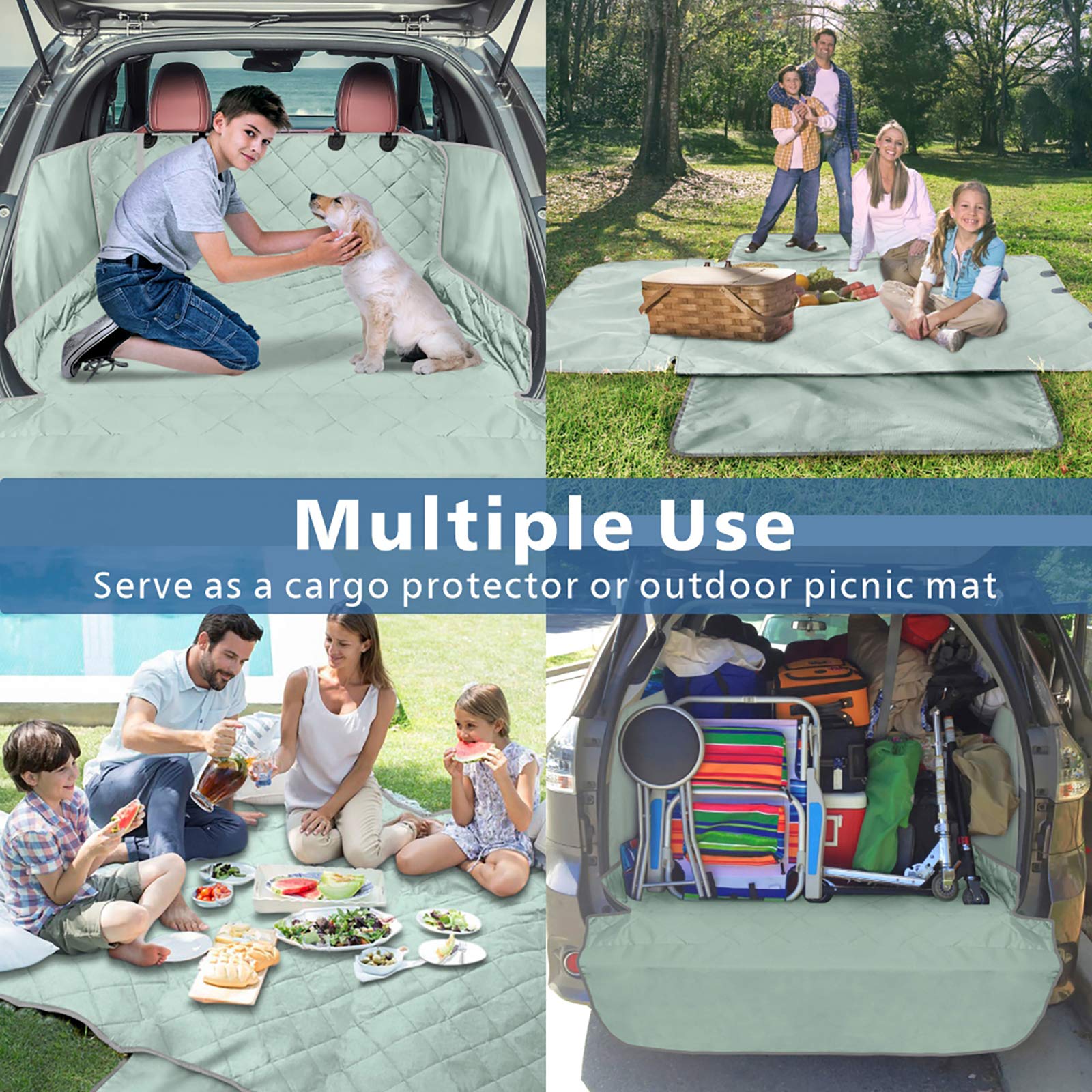 F-color SUV Cargo Liner for Dogs - Waterproof Pet Cargo Liner with Side Flaps, Comfort Dog Cargo Cover with Bumper Flap, Scrachp