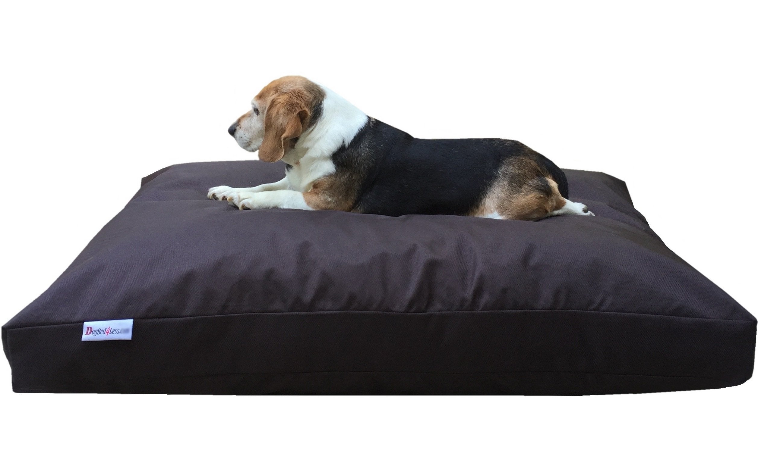 Dogbed4Less Medium Shredded Memory Foam Dog Bed Pillow With Waterproof Liner And Heavy Duty Nylon Cover 37X27 Inches, Seal Brown