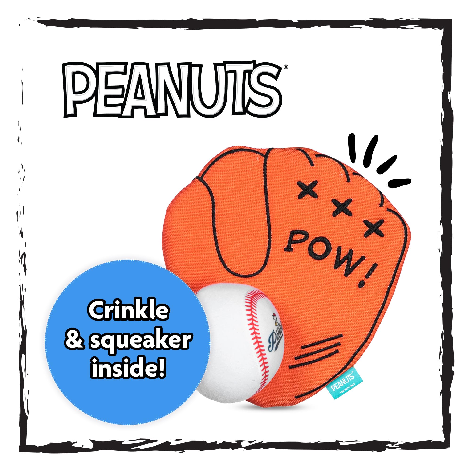 Peanuts For Pets 2-Piece Interactive Dog Toy Set - Durable Canvas Baseball Glove And Ball Toy For Large, Medium, Small Dogs - Fu