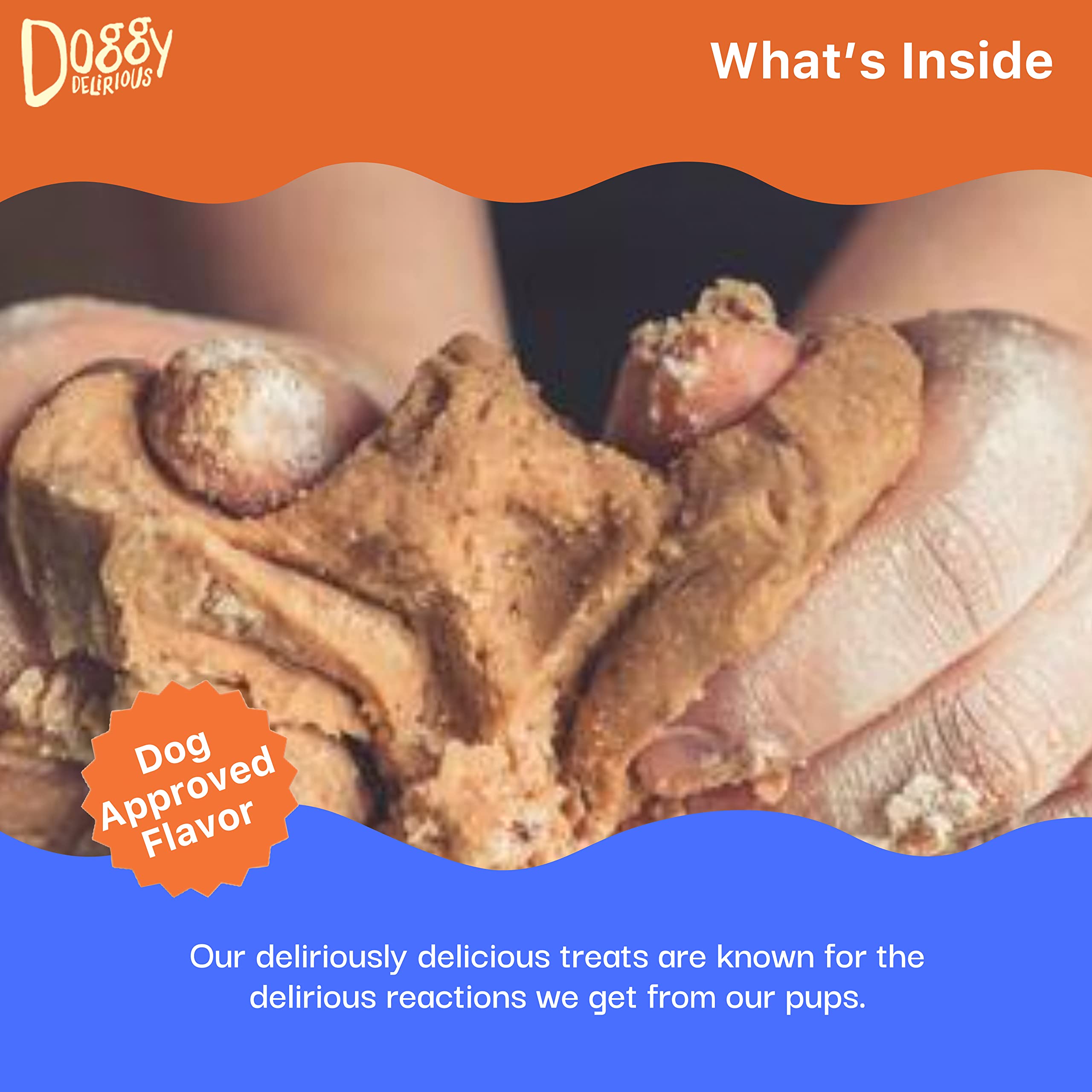 Doggy Delirious Dog Treats - Peanut Butter Bones - Case of 6 - 16 oz(D0102HXWPP6.)