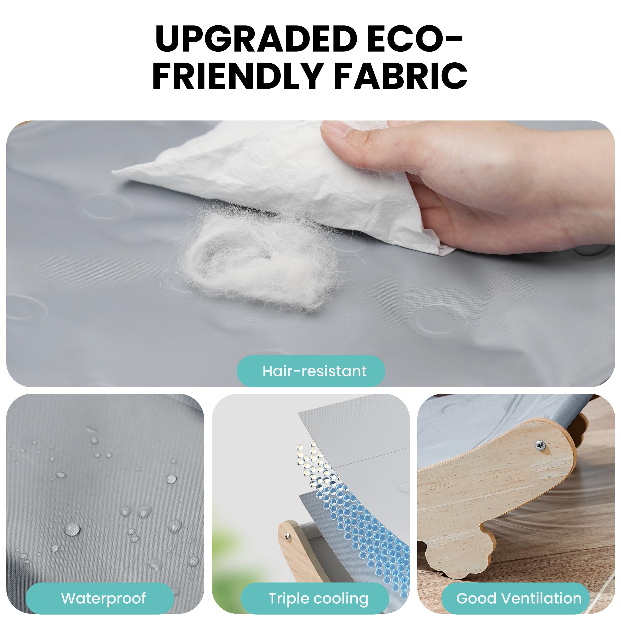 Hipetpy Cooling Cat Bed Hammock With Water Mat, Waterproof Elevated Cat Beds Chair With Pvc Fabric, Curved Design, Pet Furniture