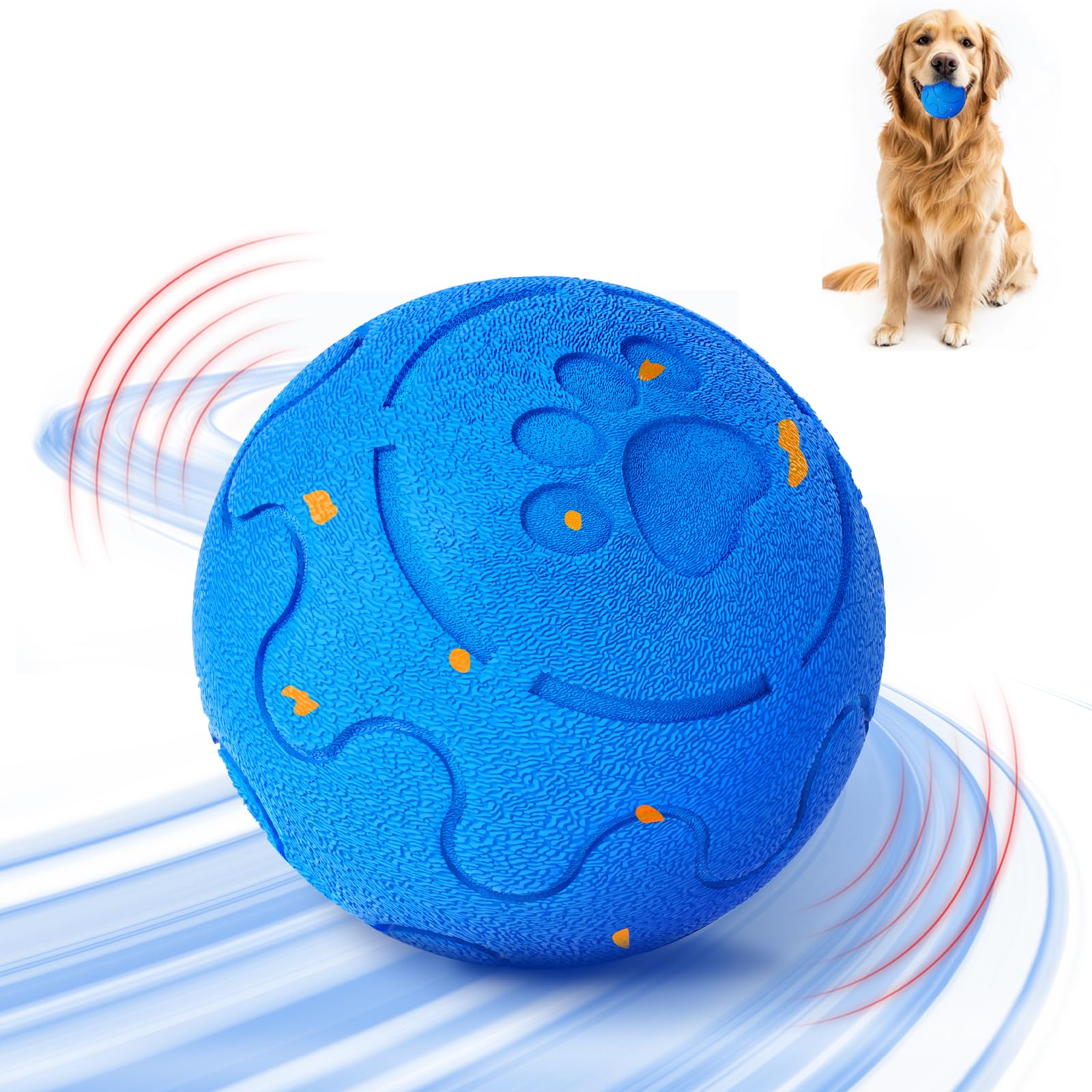 Shapana Interactive Dog Ball, Smart Dog Toy for Medium and Large Dogs, Automatic Moving, Rotating & Bouncing, E-TPU Material, IP
