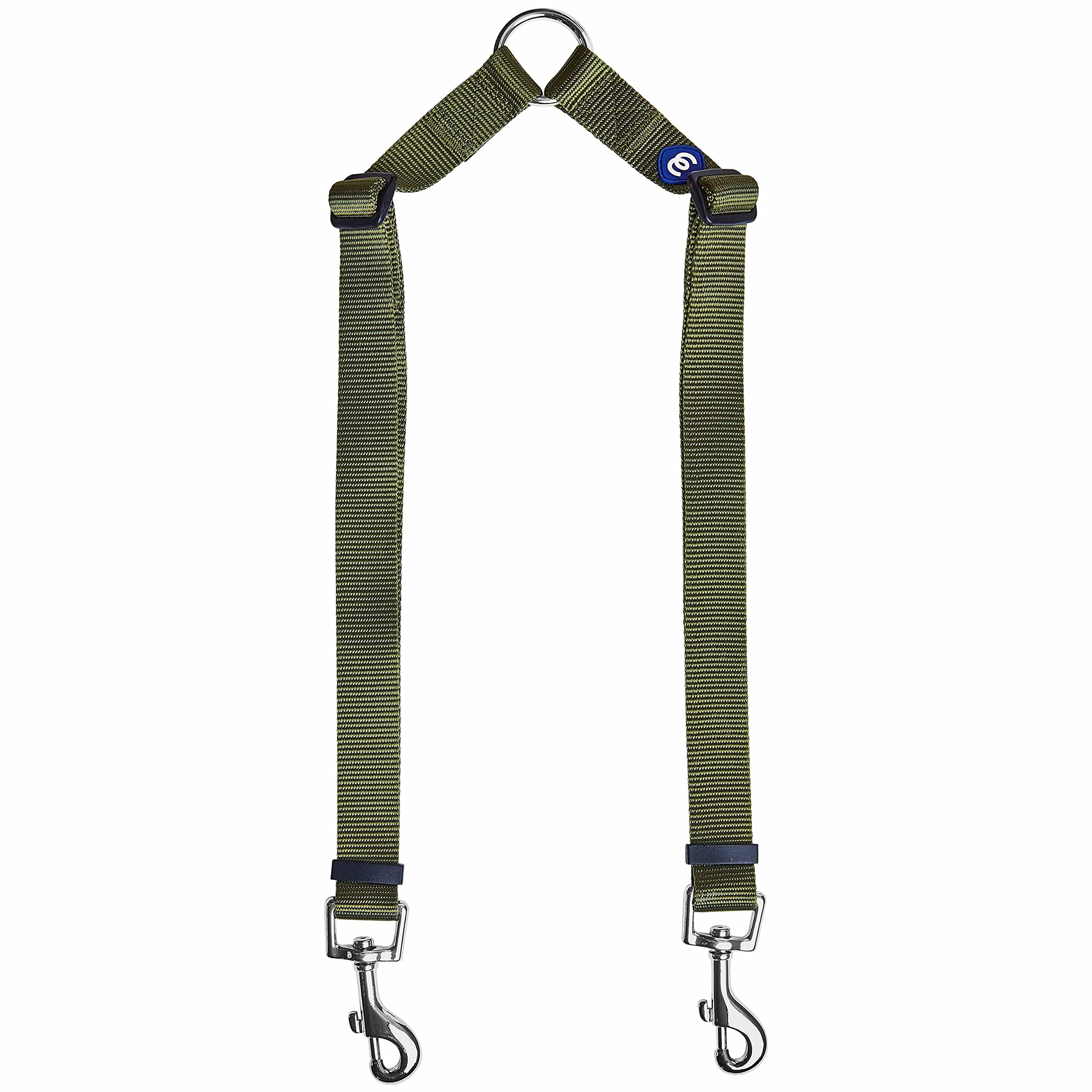Blueberry Pet Essentials Durable Classic Double Dog Leash Coupler, Military Green, Small, Dual Walking & Training Leashes For Two Dogs