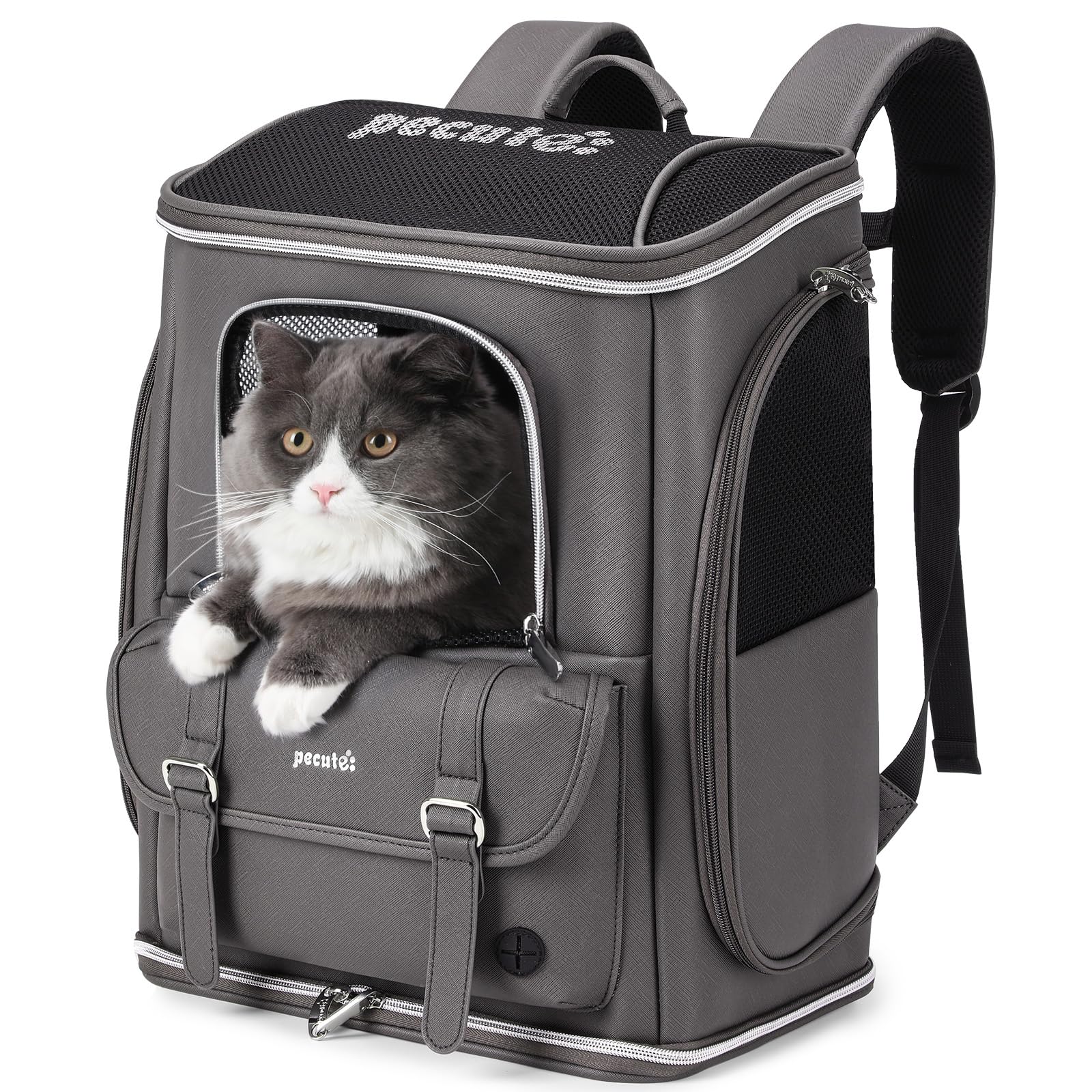 Pecute Cat Backpack Carrier,Anti-Gravity 30% Energy Saving, Dog Backpack With Waterproof Pu Leather, Cat Carrier For Small Dog,S