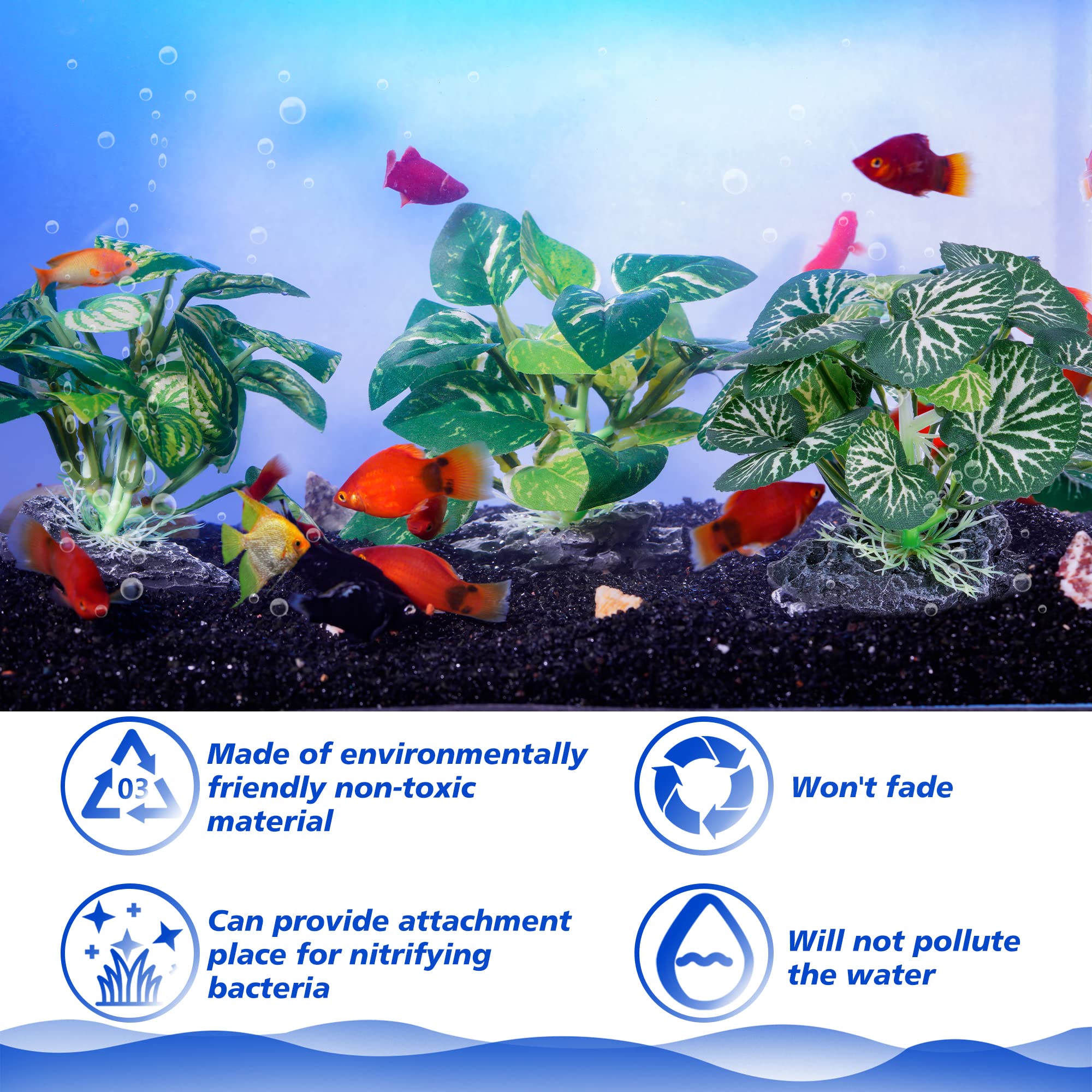 Ameliade Aquarium Plants Fish Tank Decorations Betta Silk Leaf Pad Hammock Cichlid Beta Hides Decor Small Fish Bowl Accessories