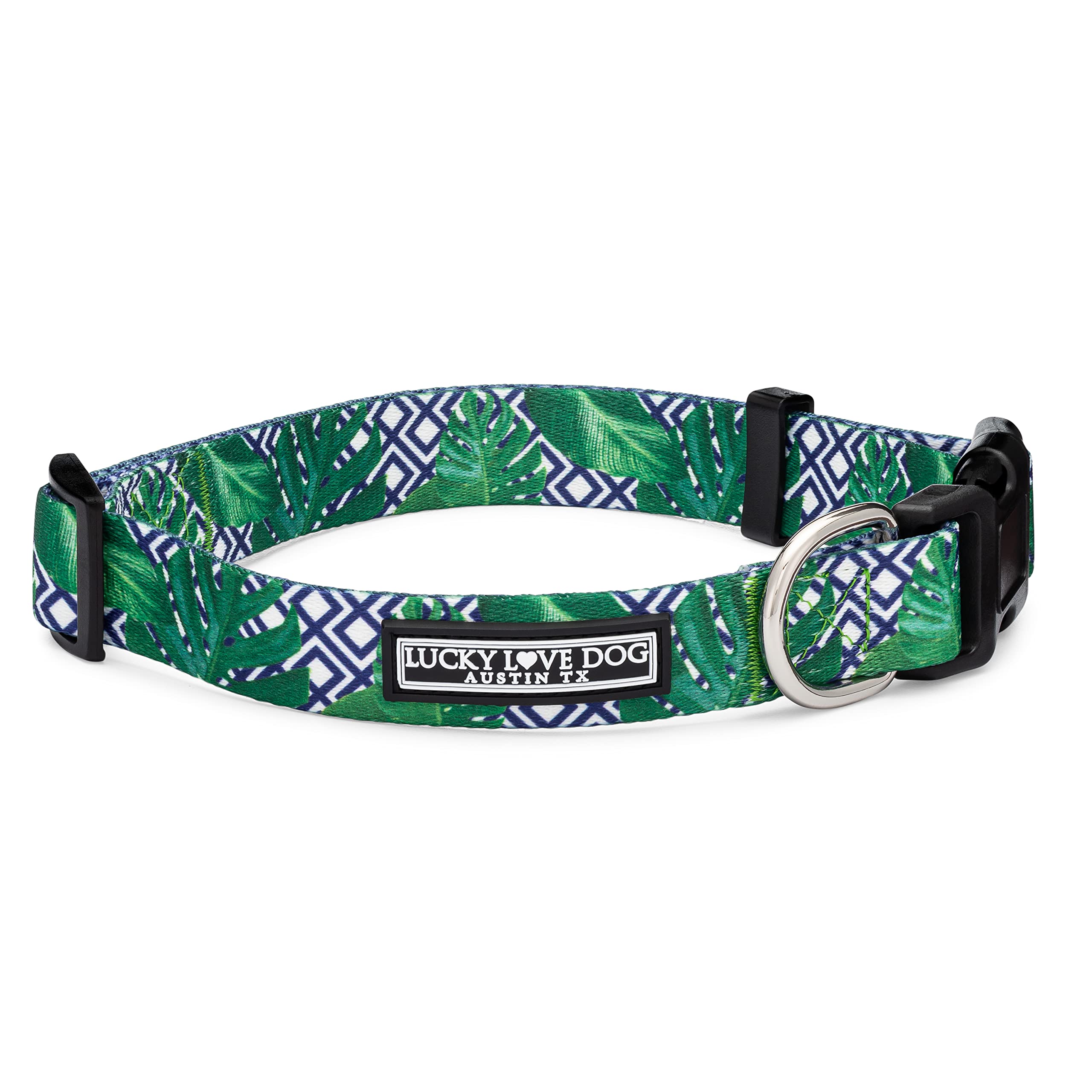 Lucky Love Dog Collar, Beautiful & Vivid Pattern X-Small Boy Dog Collars, Easy On & Off Clasp Accessory (Blue Laguna, Xs)