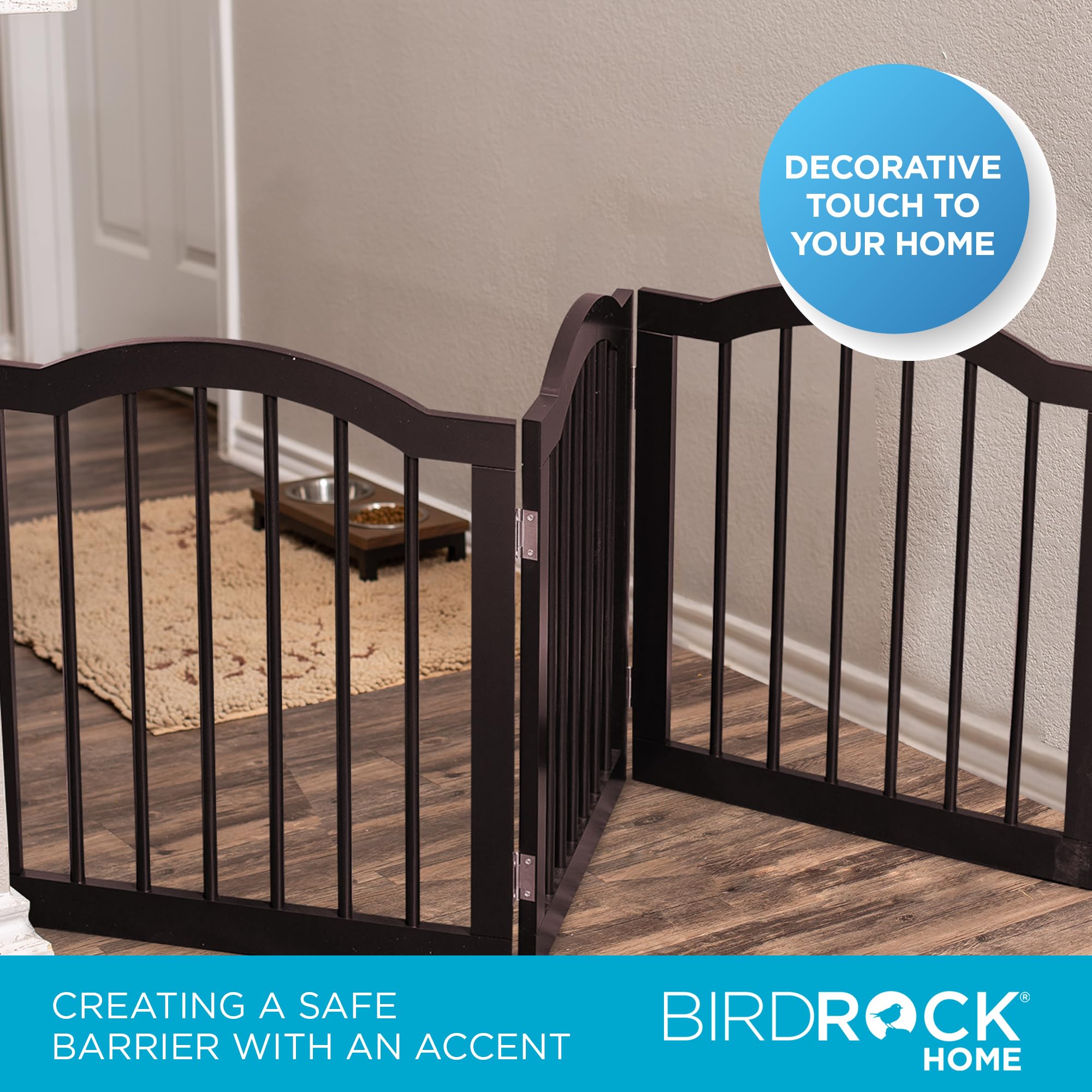 Internet'S Best Arched Top Dog Gate | 3 Panel, 24' H Wooden Pet Barrier For Dogs Or Cats | Freestanding Folding Room Divider For Doorways, Hallways, Stairs, And Porch | Portable, Extra Wide | Espresso