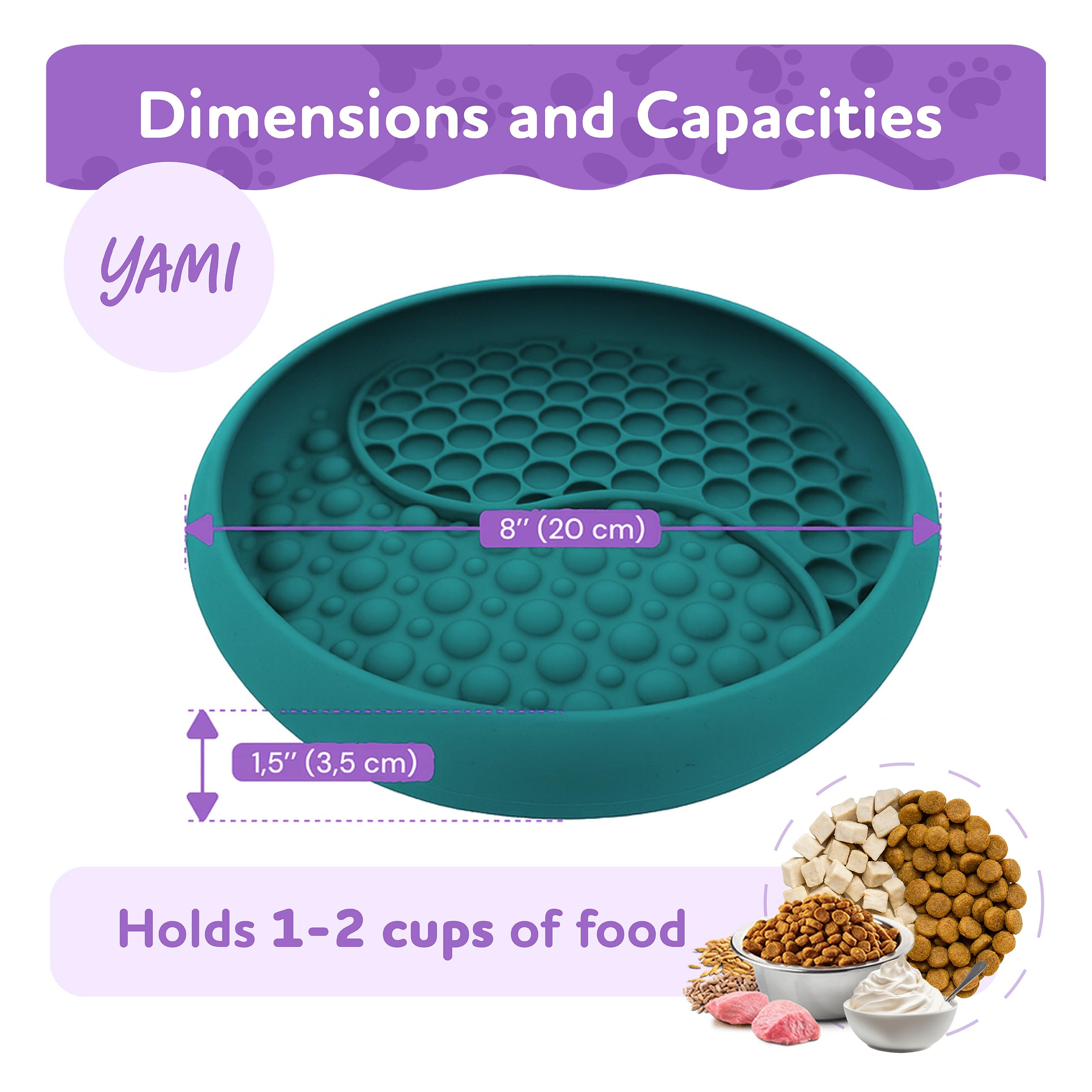 YAMI Bowl Lick Mat for Dogs & Cats, Slow Feeder Bowls, Cat Slow Feeder, Dog Enrichment Toys with Suction Cup for Anxiety Relief,