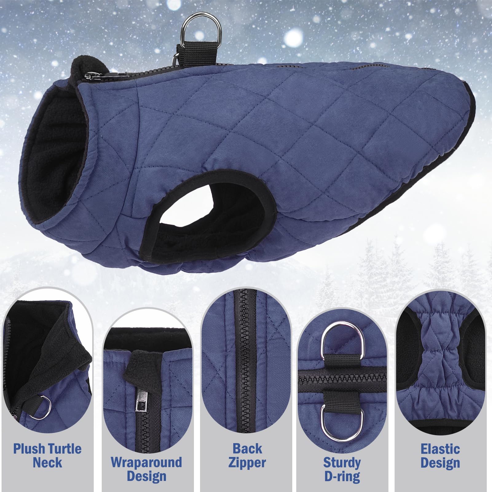 Scenereal Winter Dog Vest Coat With Harness Built In, Warm Dog Jacket For Small Medium Dogs, Dog Cold Weather Coats With Zipper,