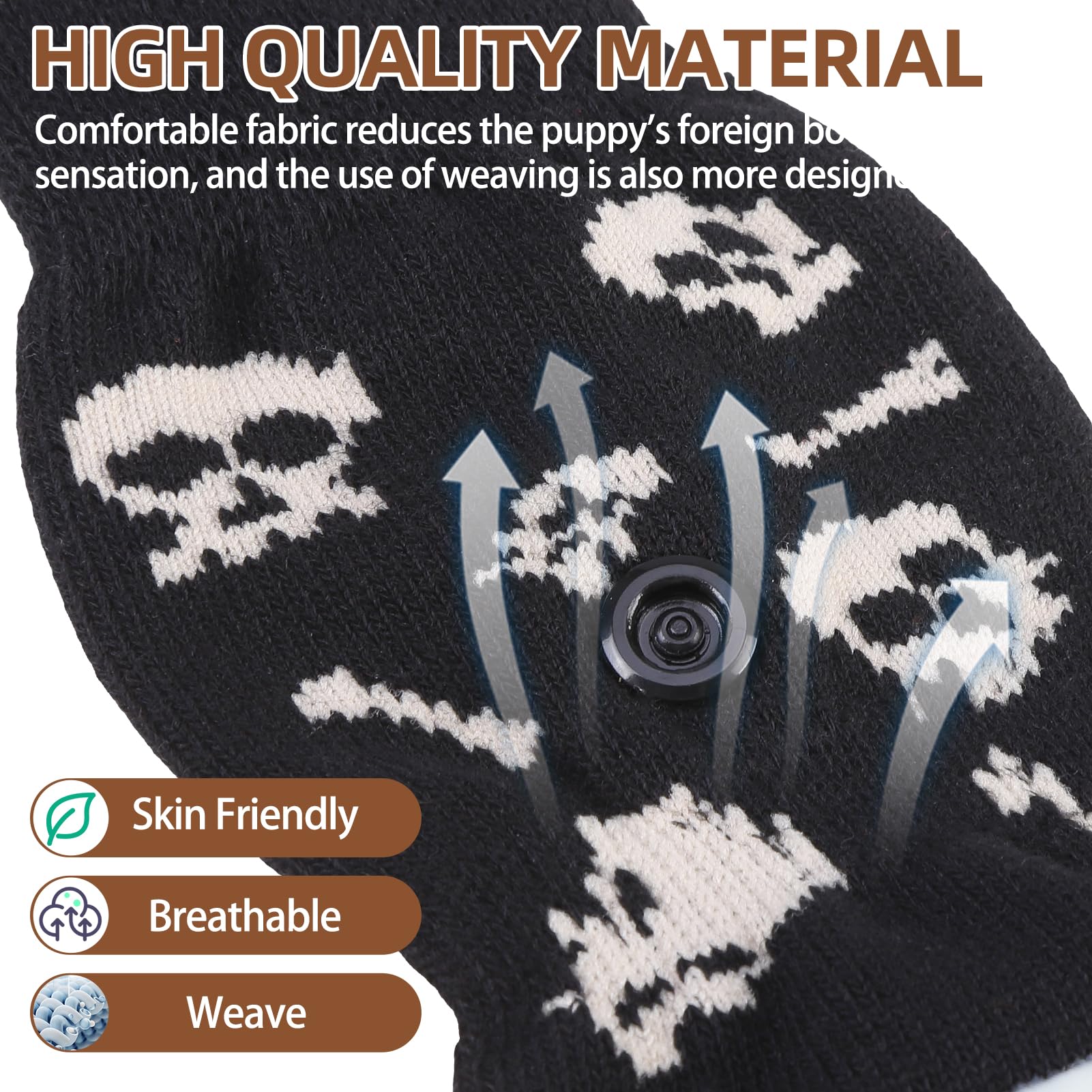 Pupteck Double Sides Anti-Slip Dog Socks Halloween Costumes, 3 Pairs Soft Paw Protector With Adjustable Straps, Strong Traction Control For Indoor Hardwood Floors
