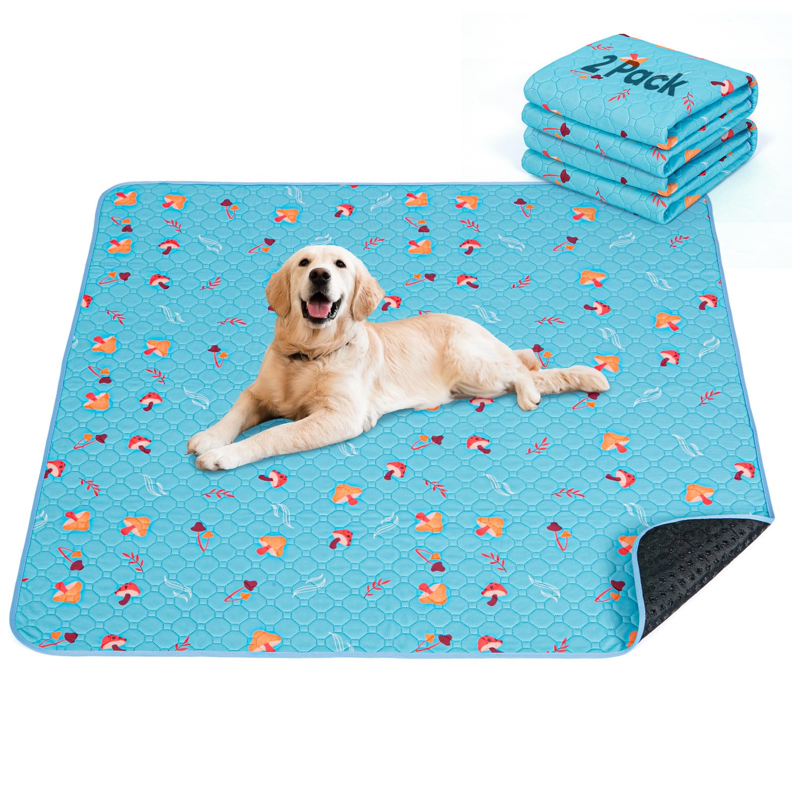 Sunheir Washable Pee Mats For Dogs, 2-Pack Reusable Puppy Pads, Waterproof Non-Slip Wee Wee Pad, Absorbent And Leakproof Trainin