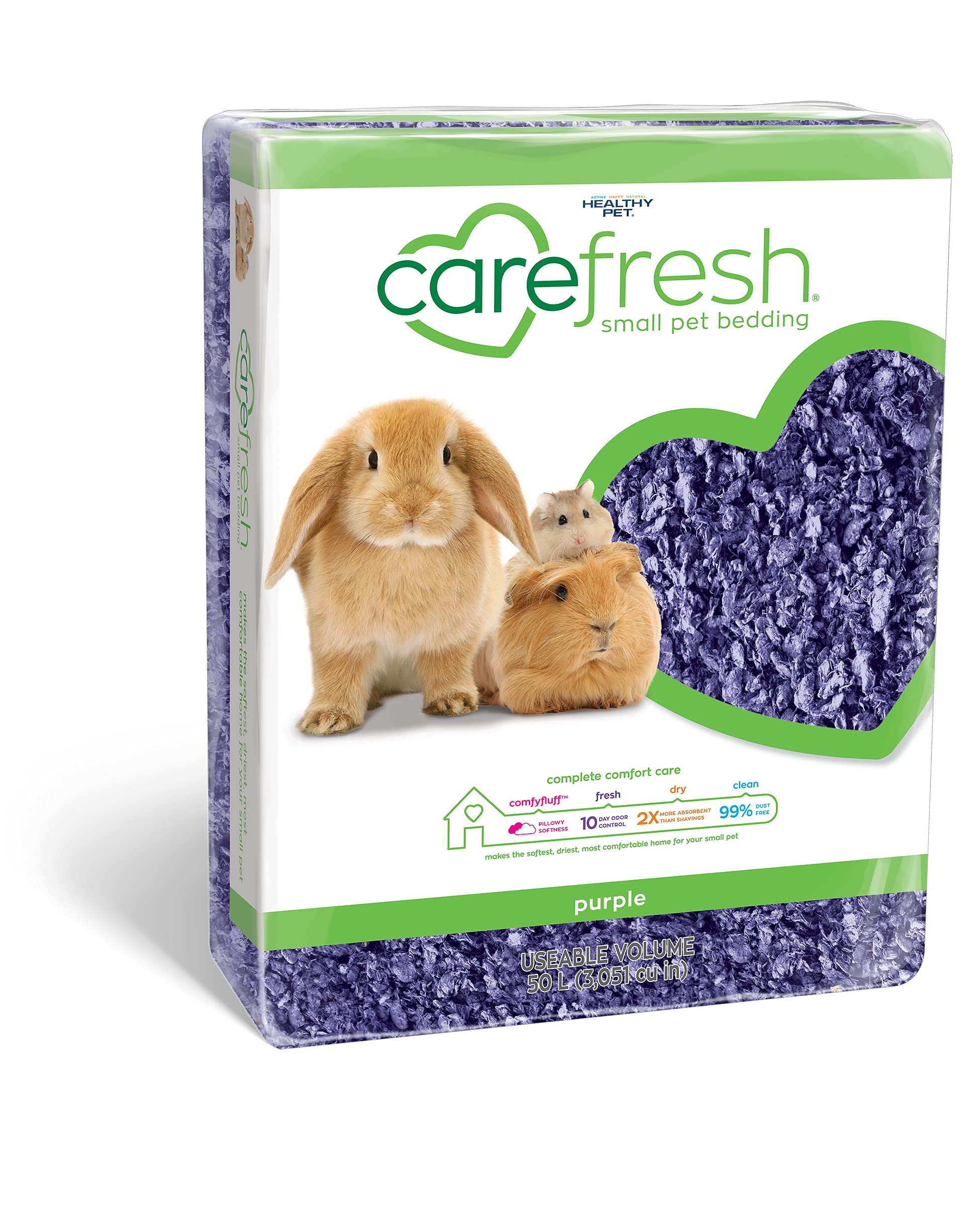 Carefresh 99% Dust-Free Playful Purple Natural Paper Small Pet Bedding With Odor Control, 50 L