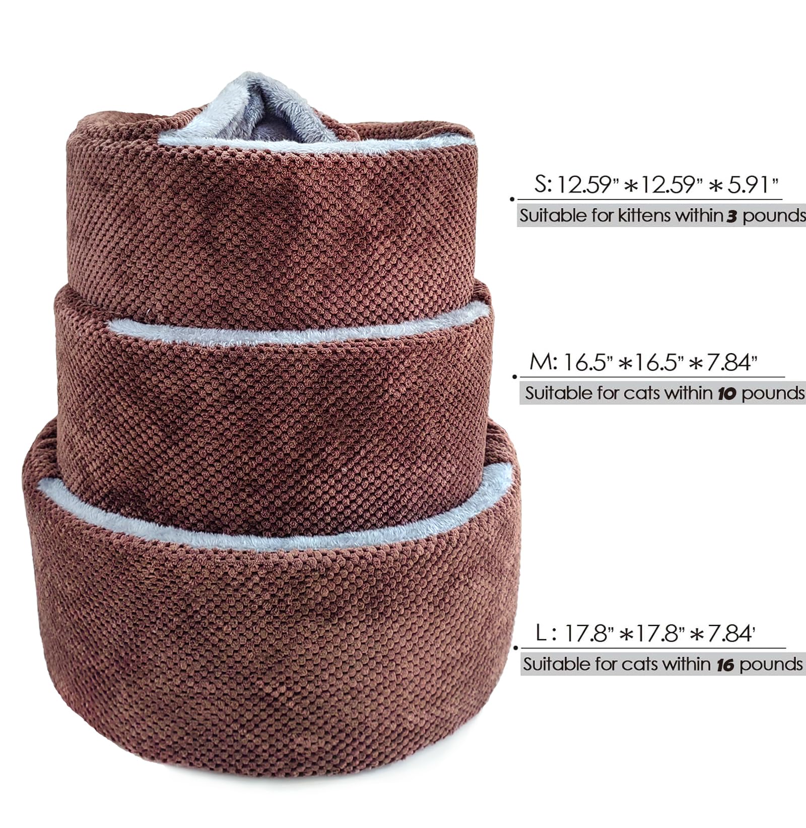 Winsterch Large Cat Cave - Soft, Enclosed & Washable For Indoor/Outdoor Cats & Kittens, Anti-Slip Bottom, Calming, Covered Bed (