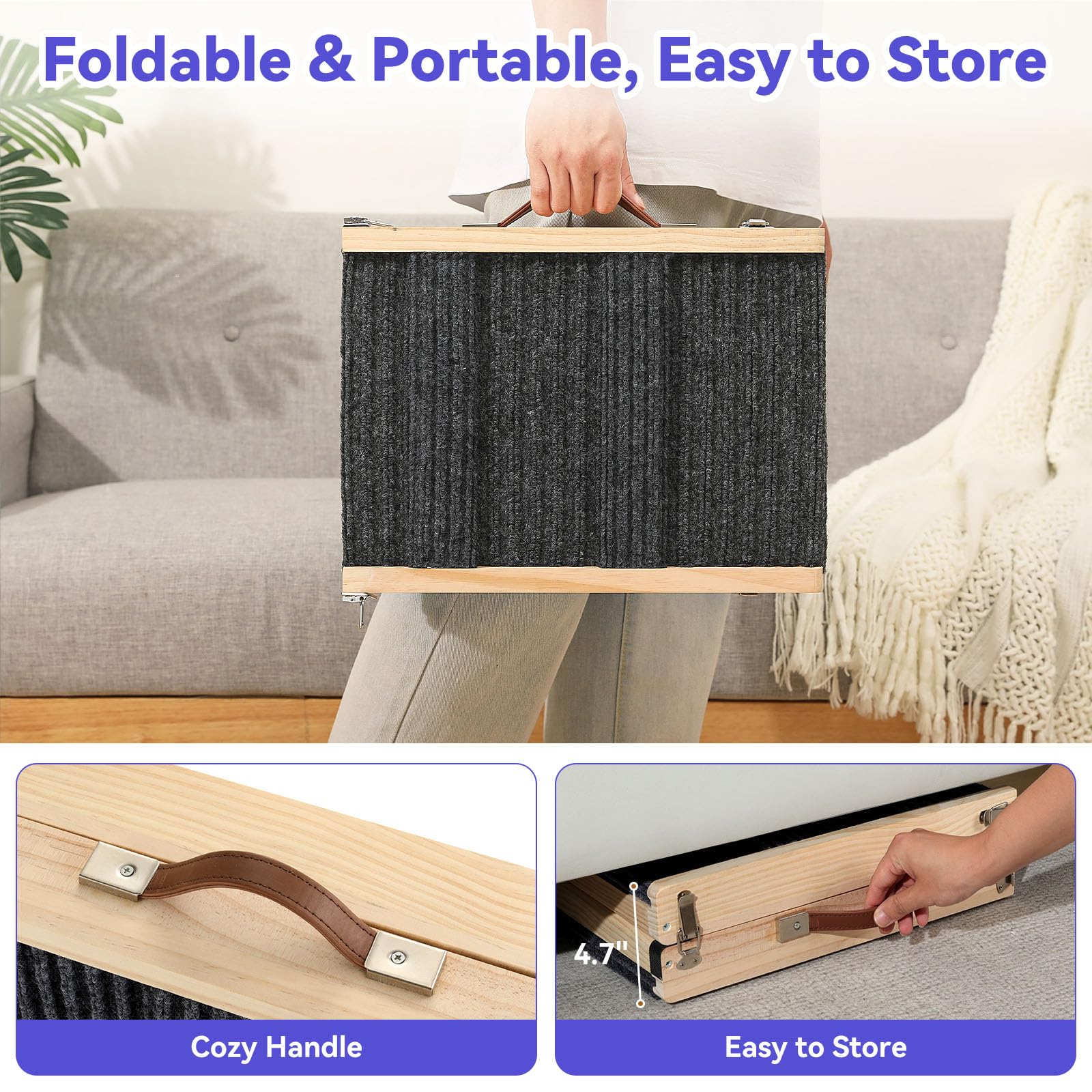 2026 Upgraded Dog Ramp for Couch, Foldable Small Dog Ramp for Sofa, 4 Adjustable Height from 13 to 21, Portable Stable Pet Ste