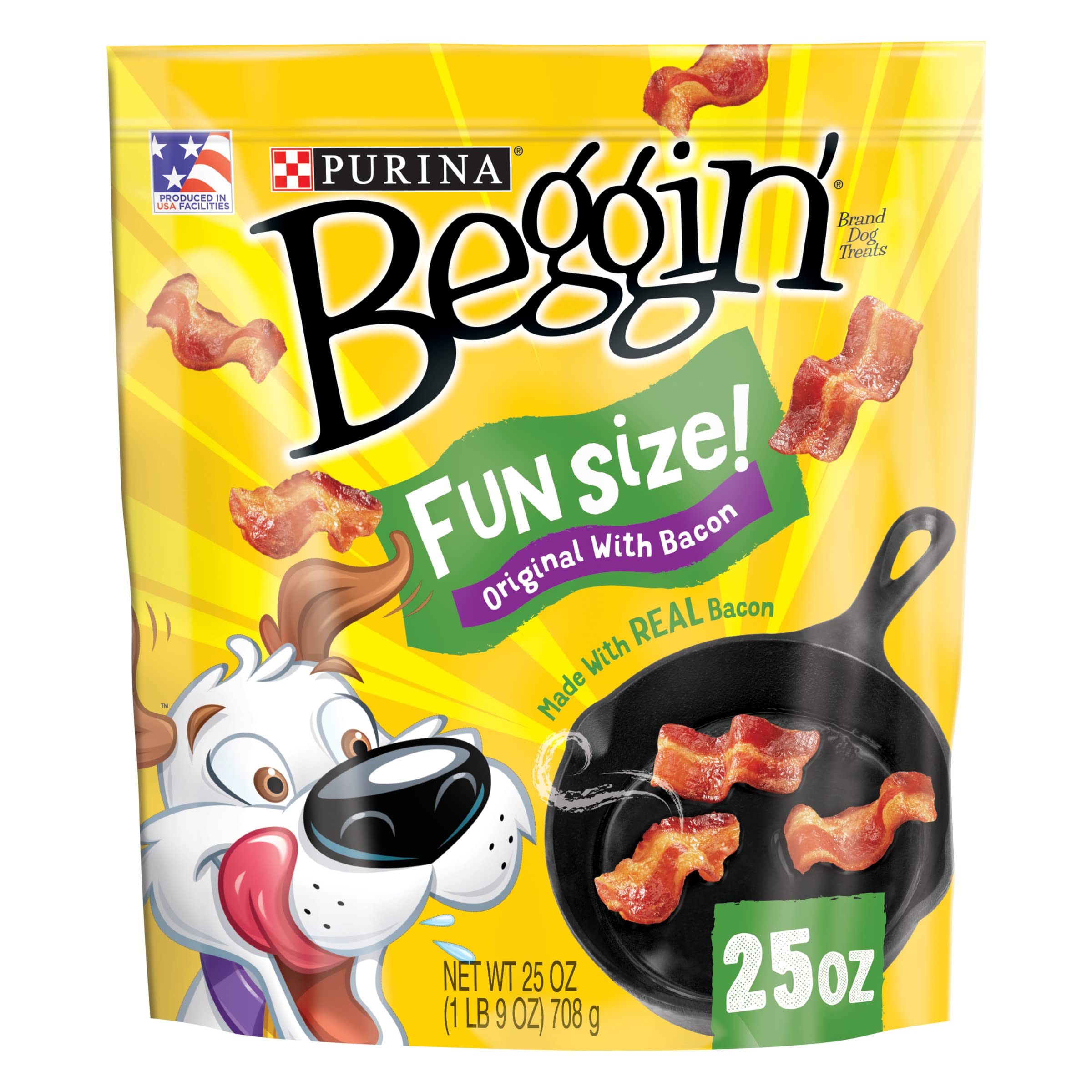 Purina Beggin With Real Meat Dog Treats, Fun Size Original With Bacon Flavor - 25 oz. Pouch