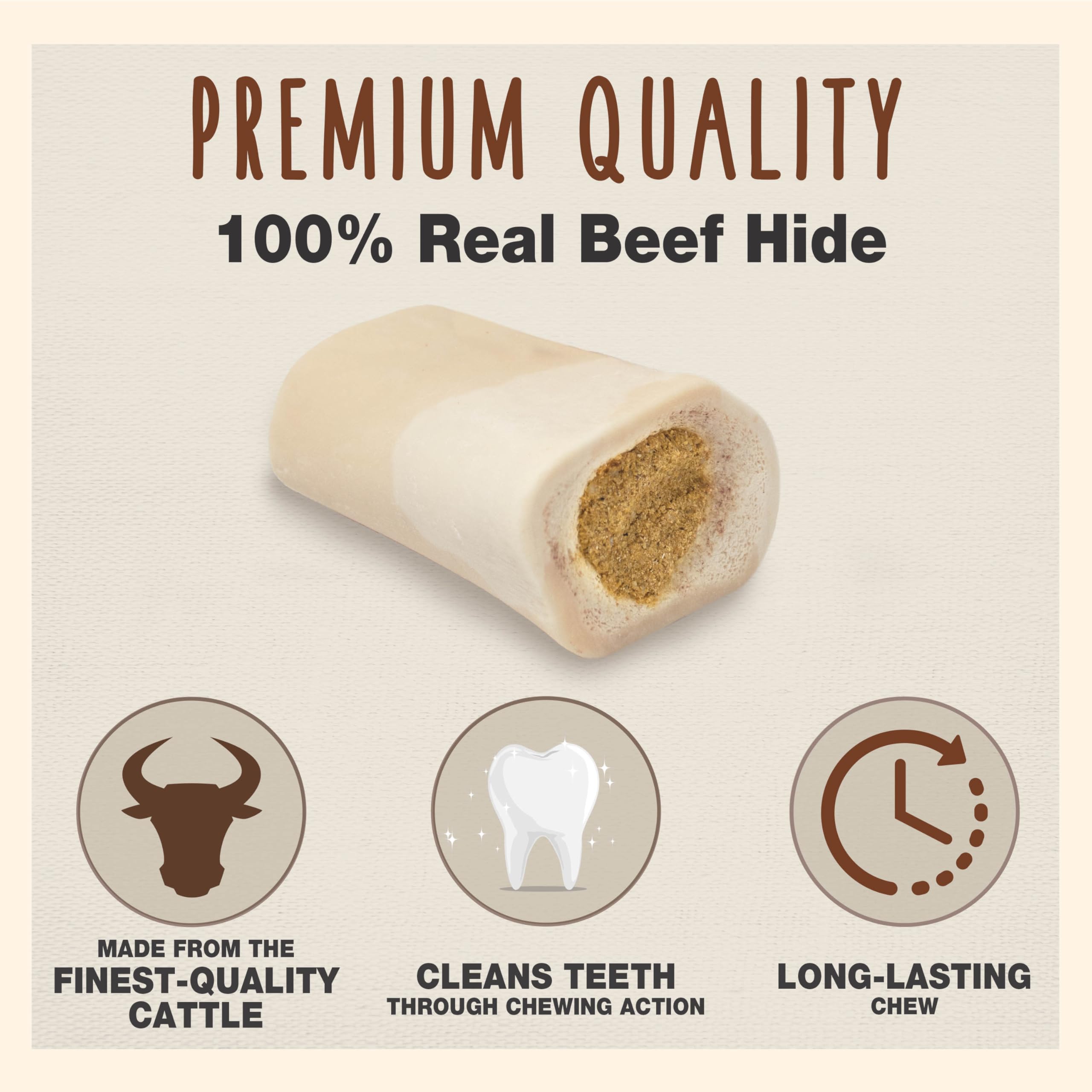 Cadet Stuffed Shin Bone, Long-Lasting Dog Chew Bones for Aggressive Chewers, High Protein Filled Bone Dental Chew for Dogs, Chic