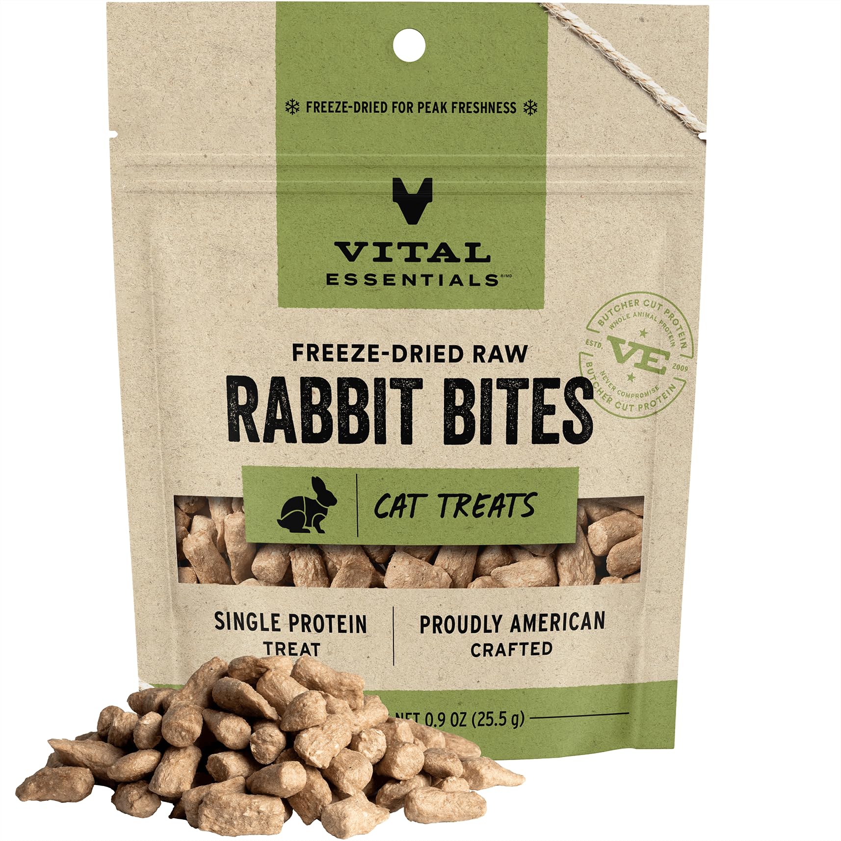 Vital Essentials Freeze Dried Raw Cat Treats, Rabbit Bites, 0.9 oz, New Packaging