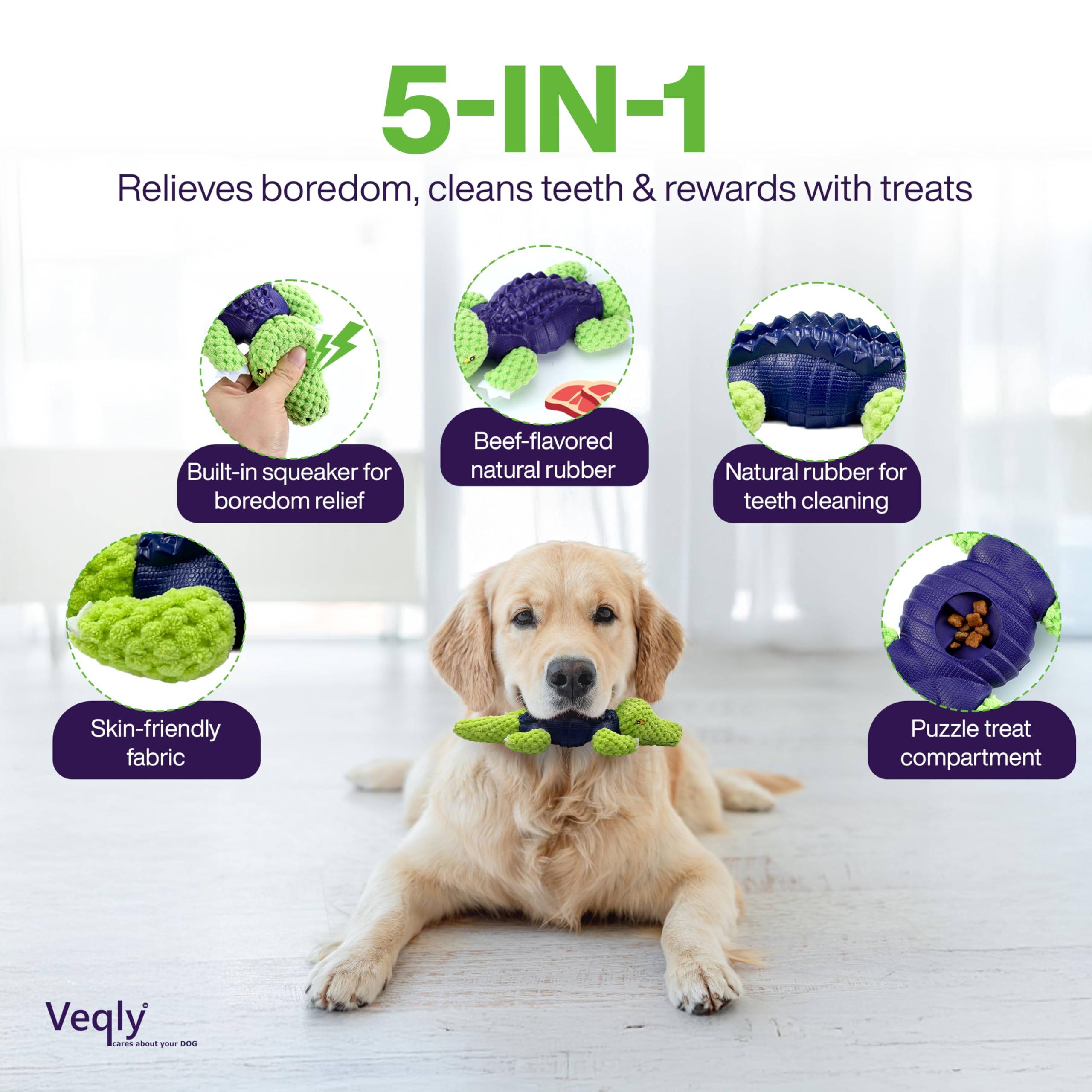 Dog Chew Toys for Small and Medium Breeds, Squeaky Dog Toys Plush, Interactive Dog Toys to Keep Them Busy, Alligator Dog Puzzle