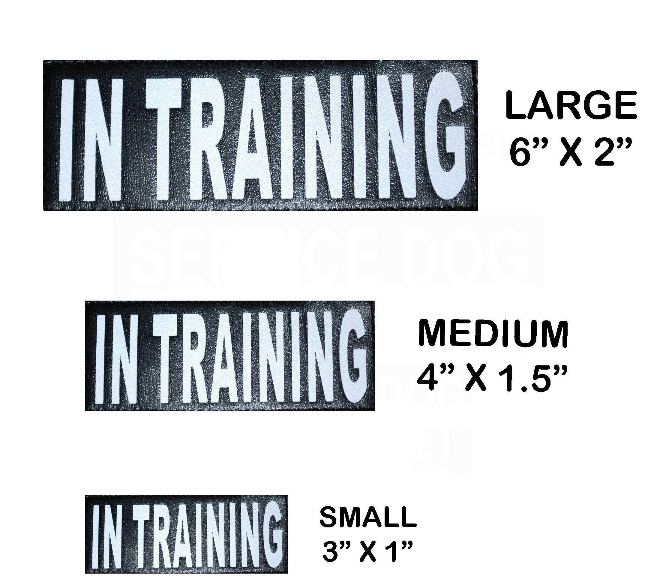 Doggie Stylz Set Of 2 Reflective In Training Removable Patches With Hook Backing For Working Dog Harnesses & Vests. Durable And Interchangeable - Comes In 3 Sizes Small, Medium And Large