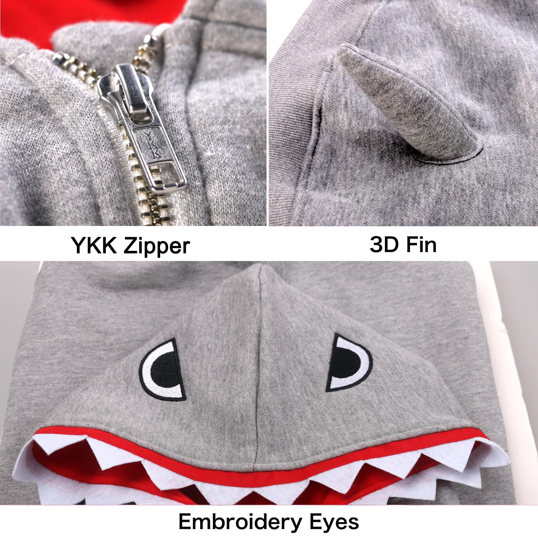 Arunners Shark Christmas Costumes Clothes For Extra Large Dogs Jaws Hoodies Labrador Rottweiler Great Dane, Grey, 3X-Large