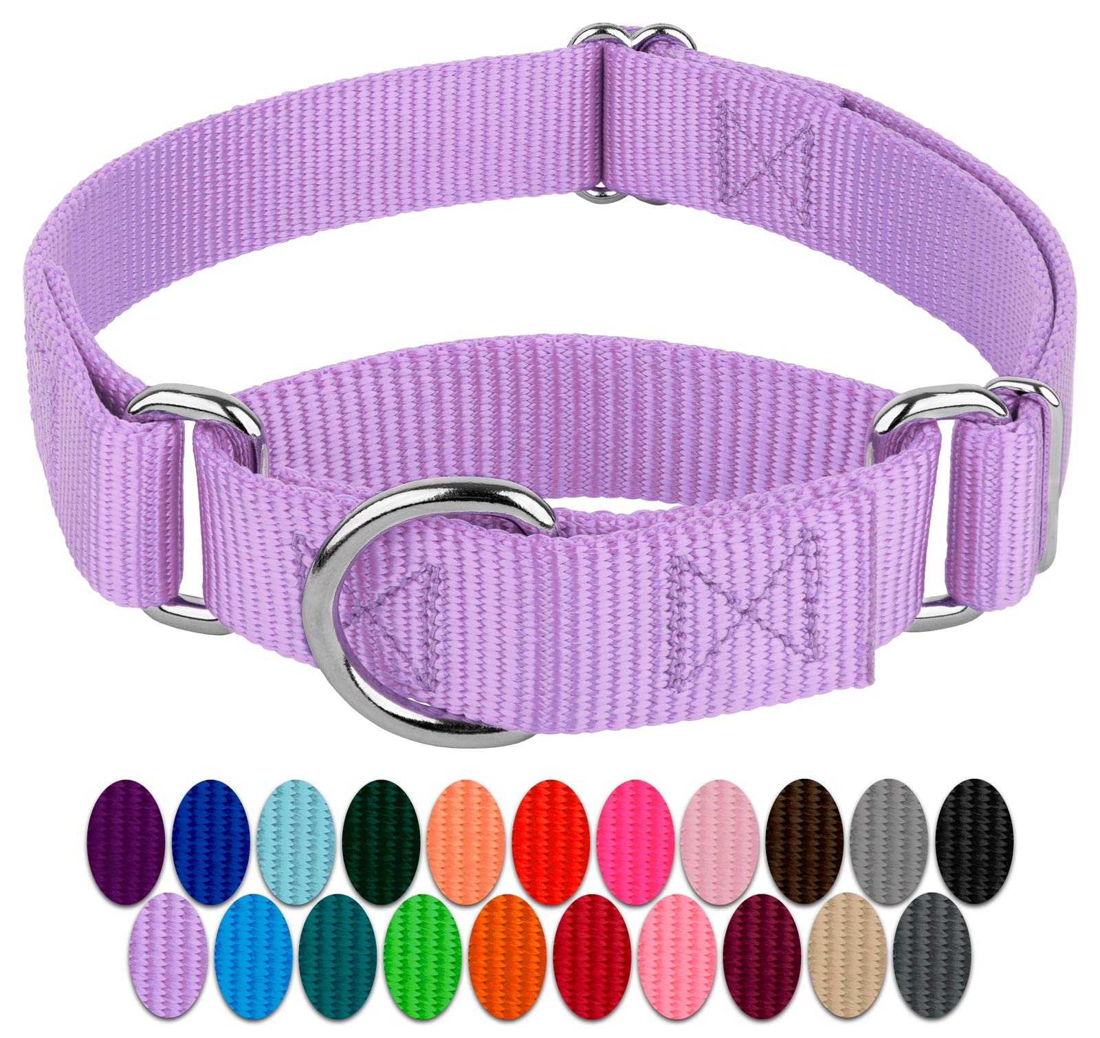 Country Brook Petz - Lavender Martingale Heavy Duty Nylon Dog Collar - 21 Vibrant Color Options (3/8 Inch Width, Mini)