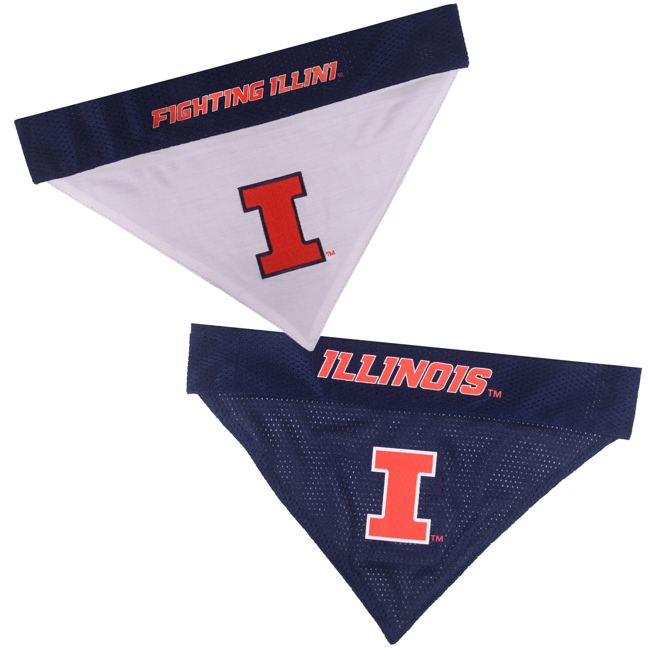 Pets First Collegiate Pet Accessories, Reversible Bandana, Illinois Fighting Illini, Large/X-Large