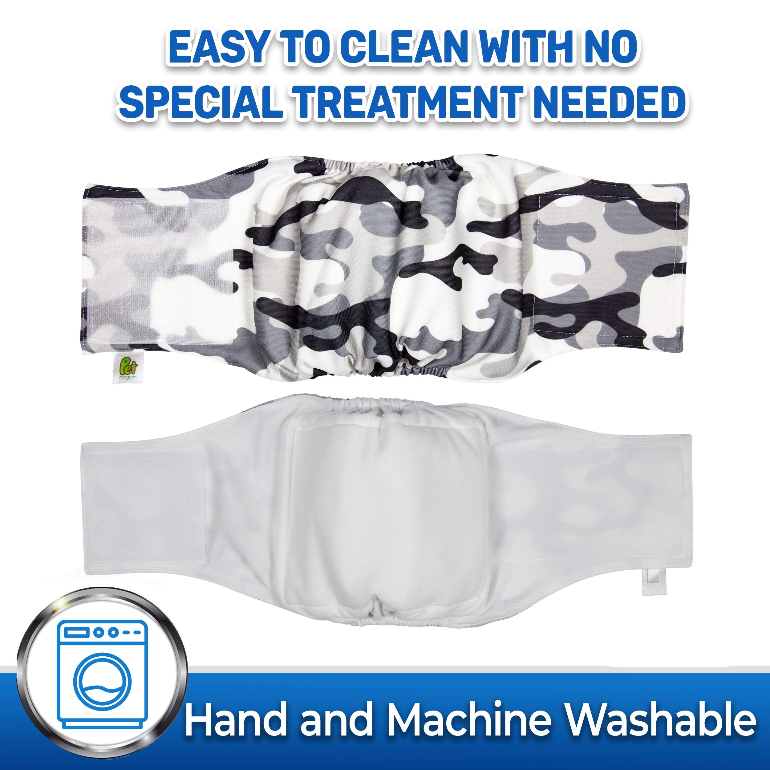 Premium Male Dog Belly Band Washable (3-Pack) (camo, Medium (15-21 Waist))