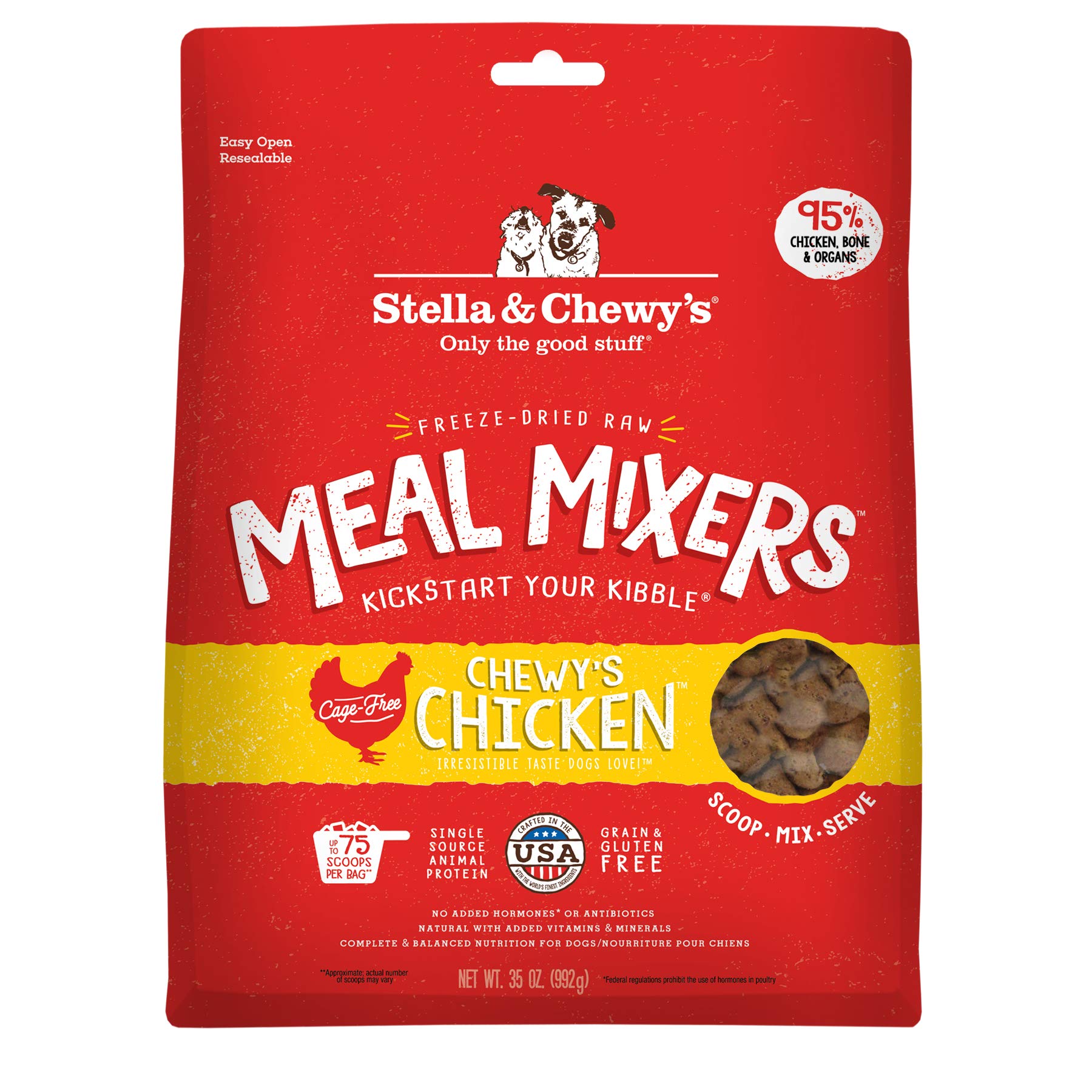 Stella & Chewys Freeze Dried Raw Chewys Chicken Meal Mixers - Dog Food Topper for Small & Large Breeds - Grain Free, Protein Ri