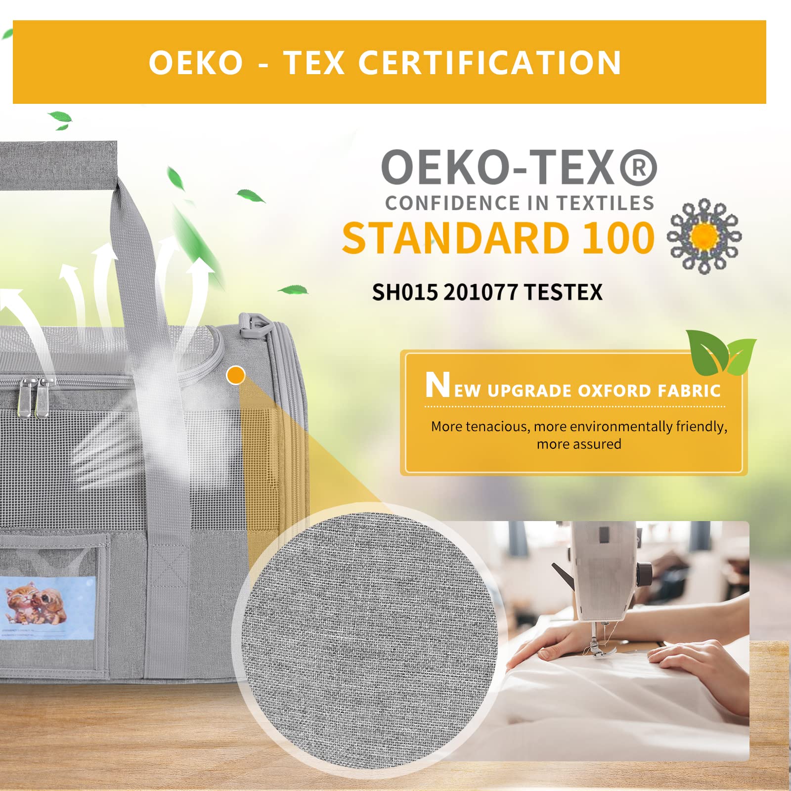 SECLATO Pet Carrier for Small Medium Dogs & Cats, TSA Approved, Collapsible, Grey, Model XC005, Under 15lb