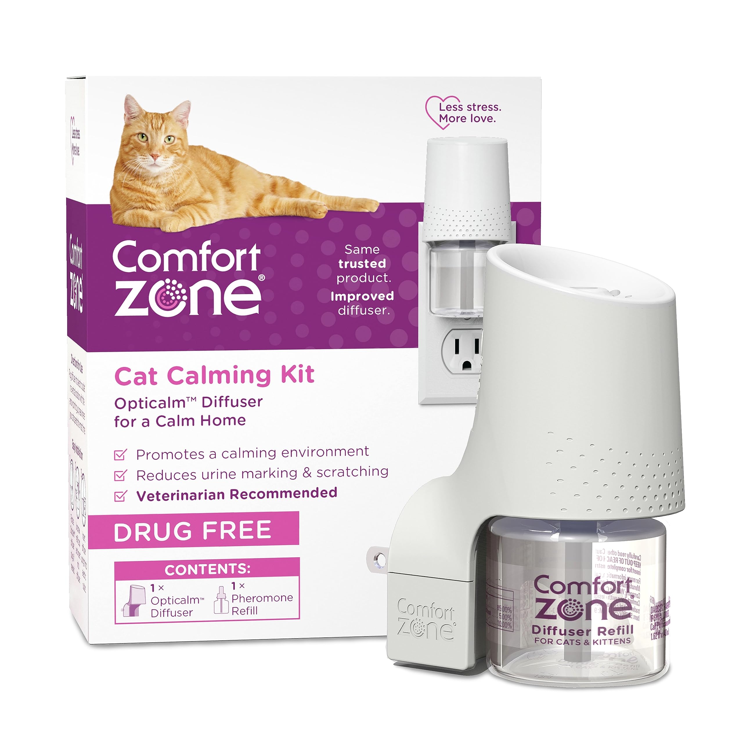 Comfort Zone Cat Calming Diffuser: 1 Pheromone Diffuser & 1 Refill (30 Days)