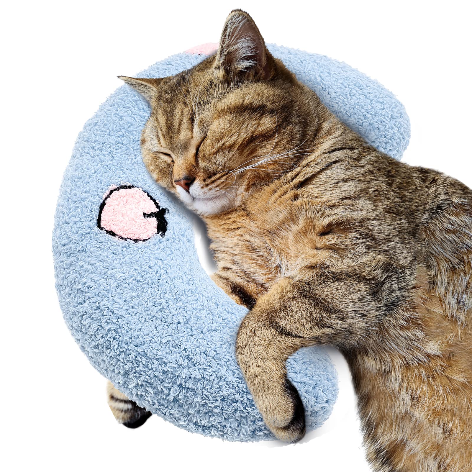 ucho Pillow for Cats, Soft Fluffy Cat Neck Pillow for Cat Bed, U-Shaped Pillow for Pet, Pet Calming Toy Half Donut Cuddler for J